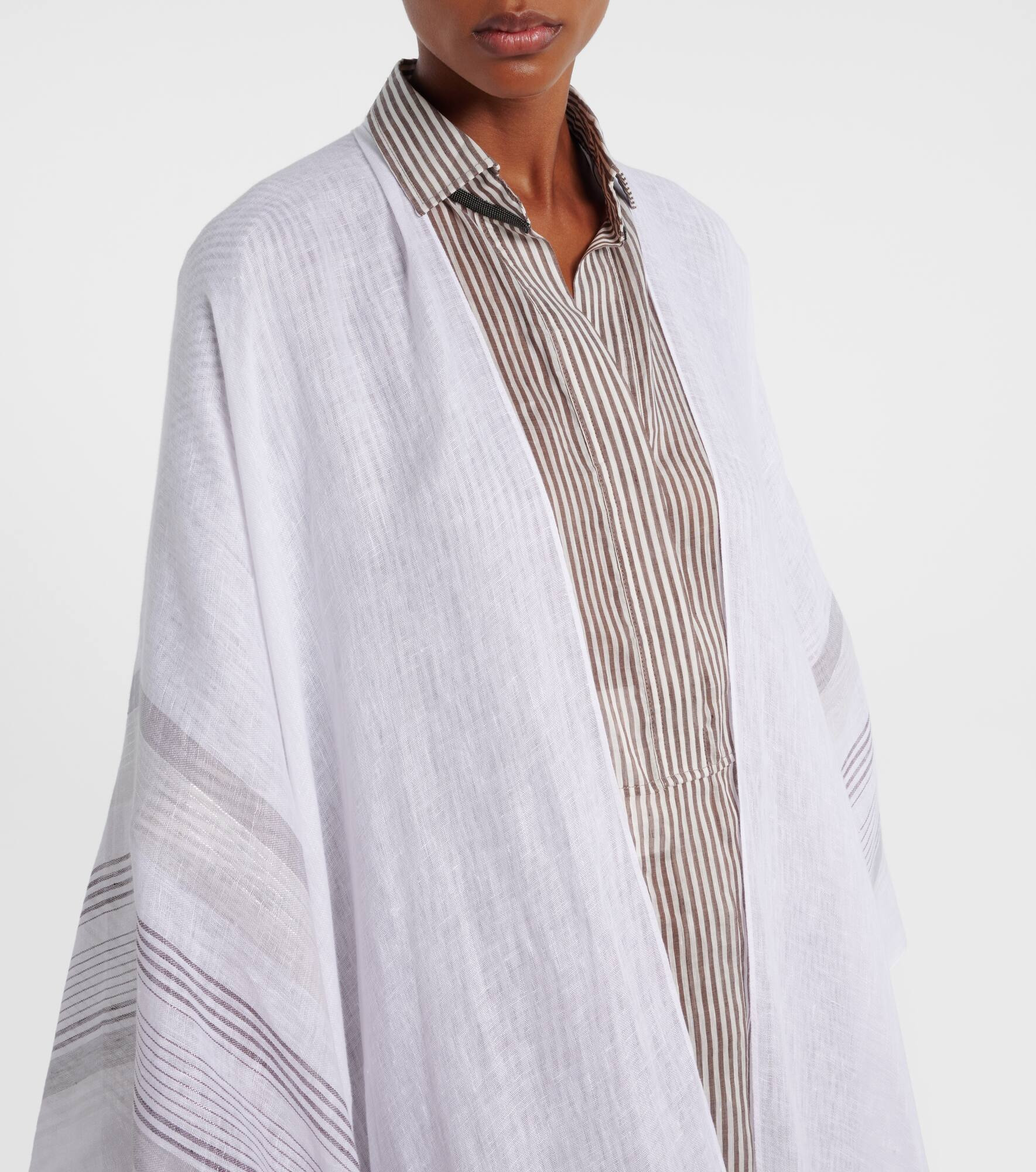 Fringed linen poncho - 4