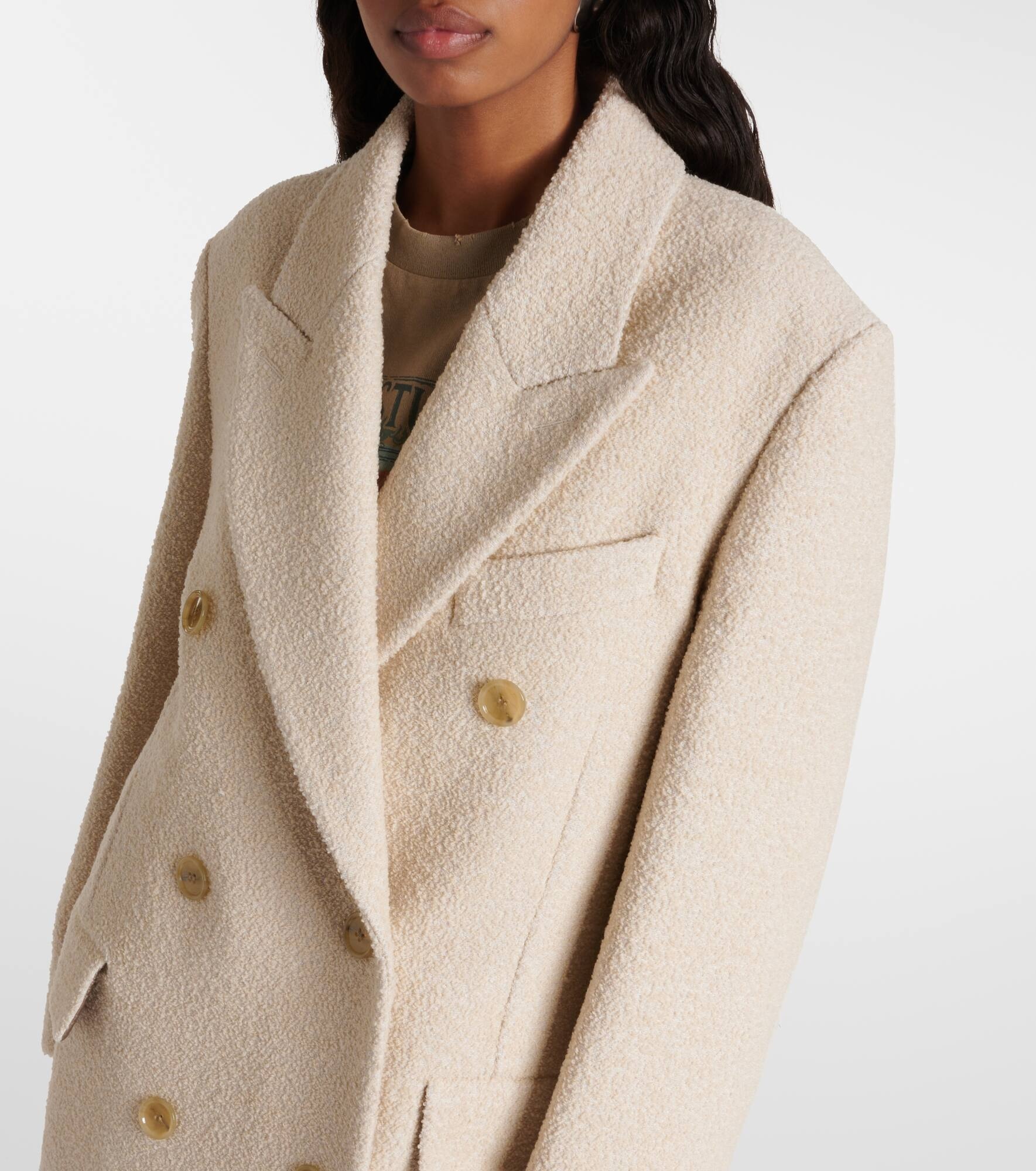 Double-breasted wool-blend coat - 4