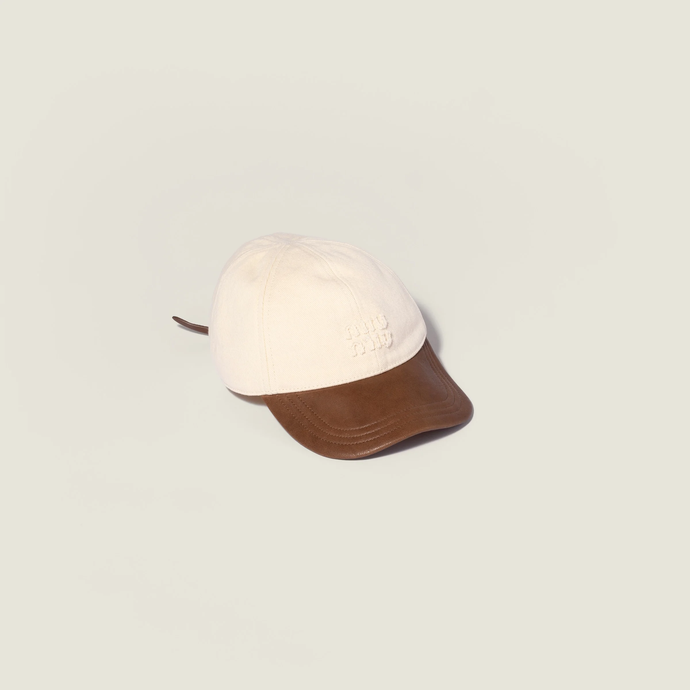 Drill and nappa leather baseball cap - 1