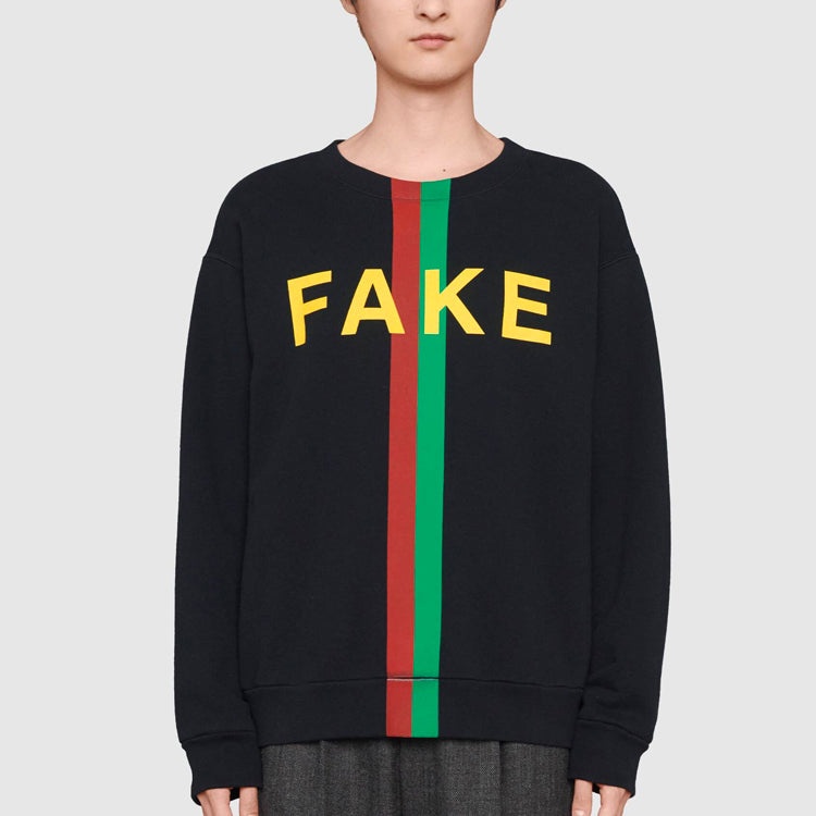 Gucci 'Fake/Not' Print Cotton Jersey Sweatshirt 'Black' 635847-XJCXY-1082 - 4
