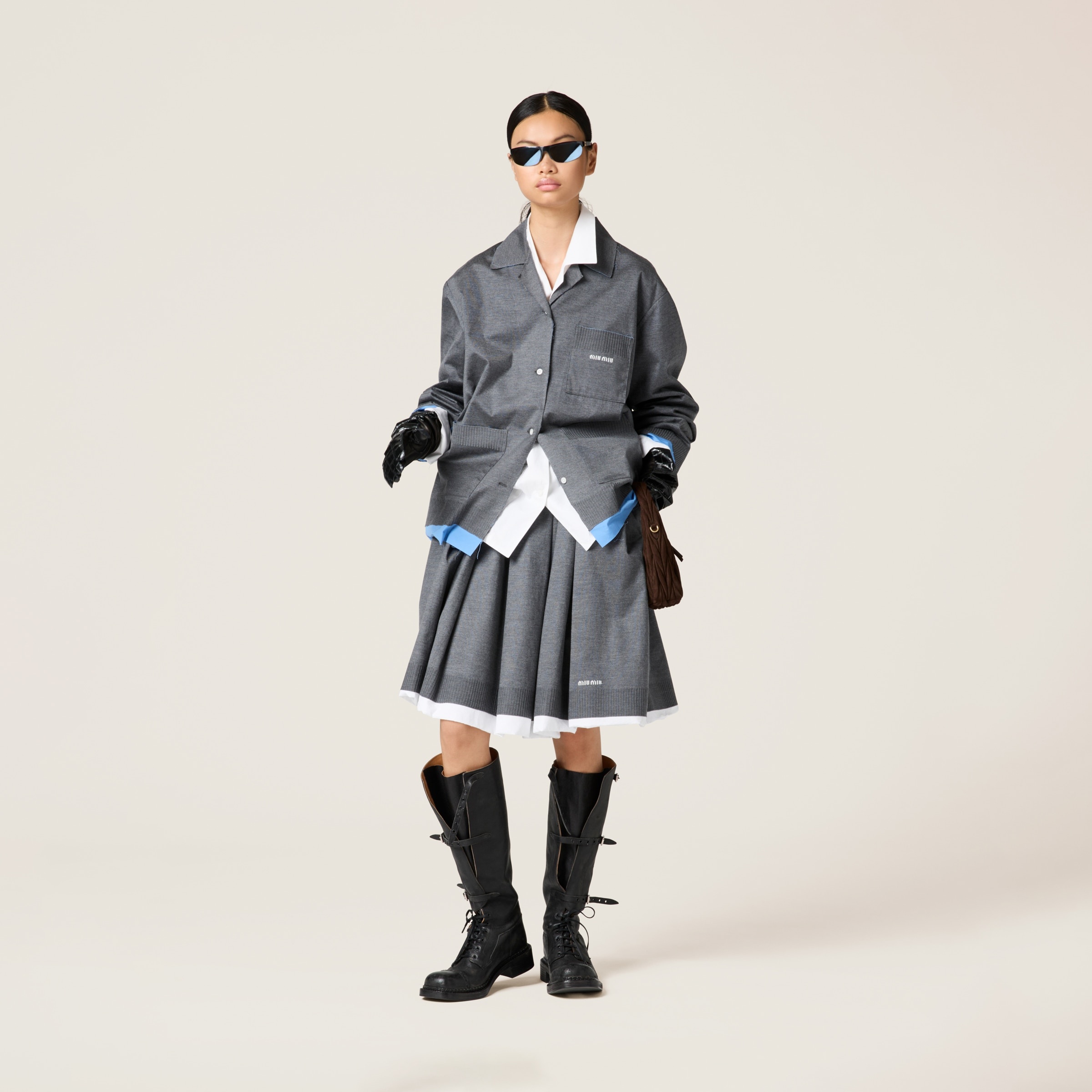 Knit and poplin skirt - 2