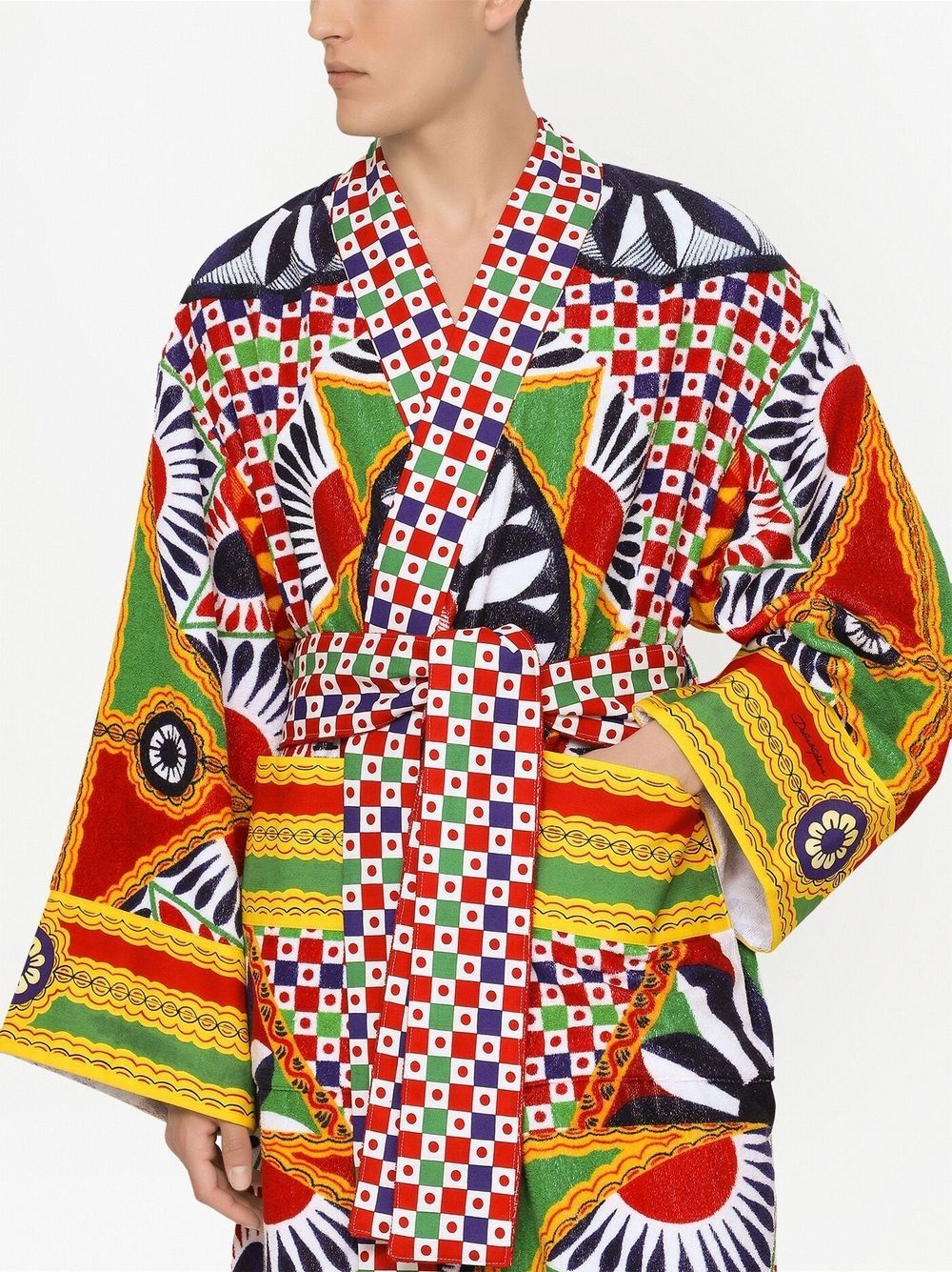 graphic-print long sleeve bathrobe - 6