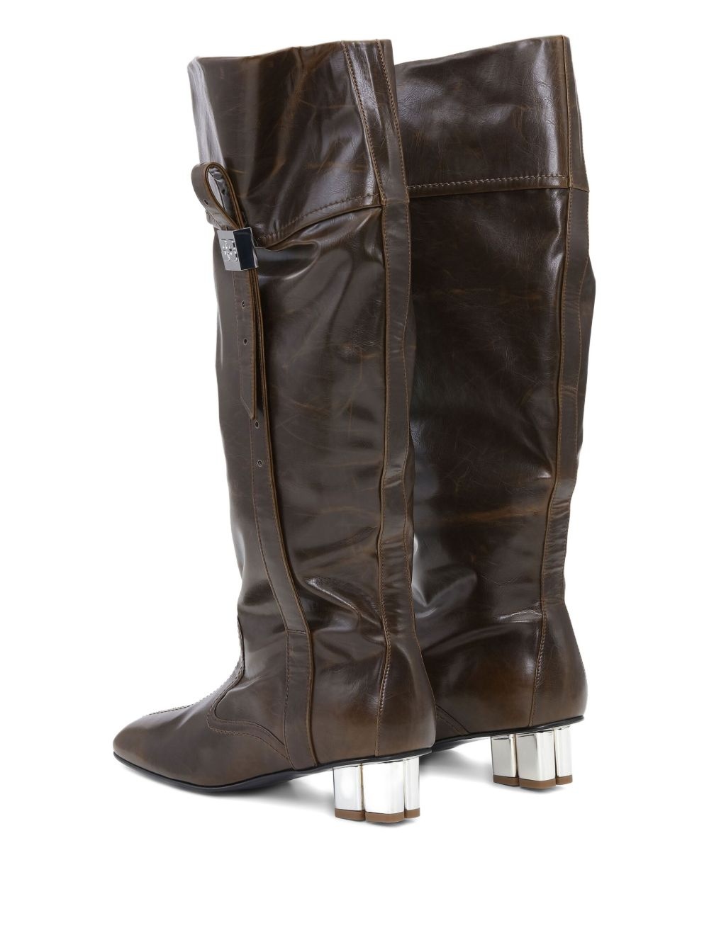 slouched knee-high leather boots - 2