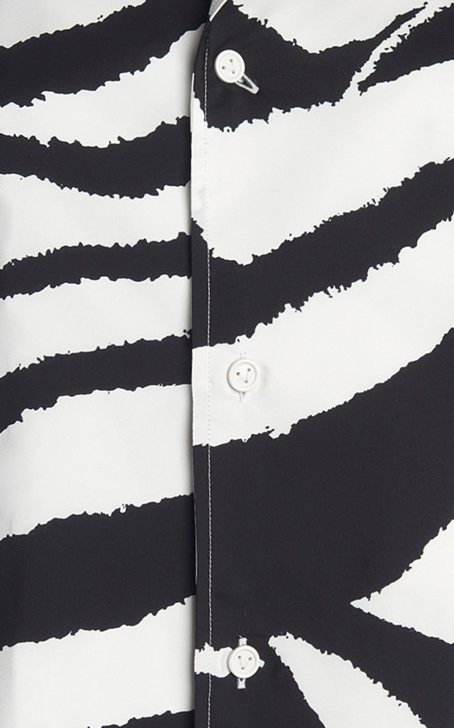 Zebra-Print Crepe Parachute Shirt black/white - 5