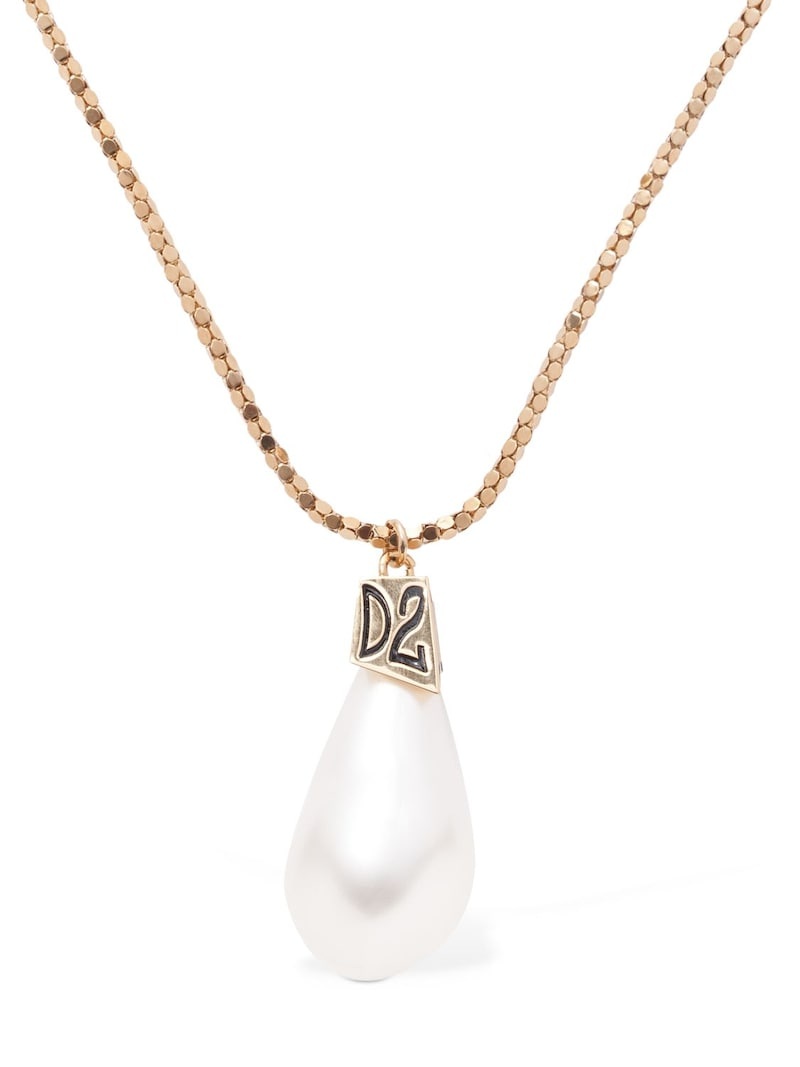 Faux pearl charm necklace - 1