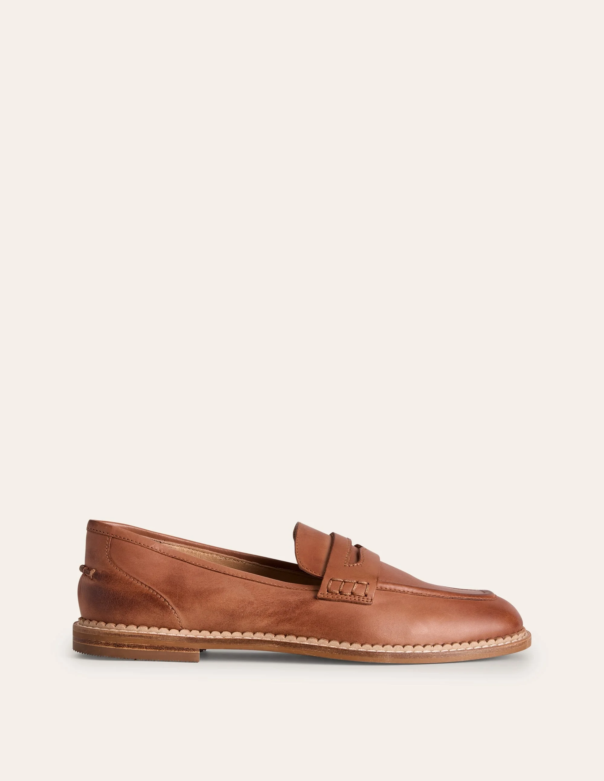Nya Penny Loafers-Tan Burnished Leather - 1