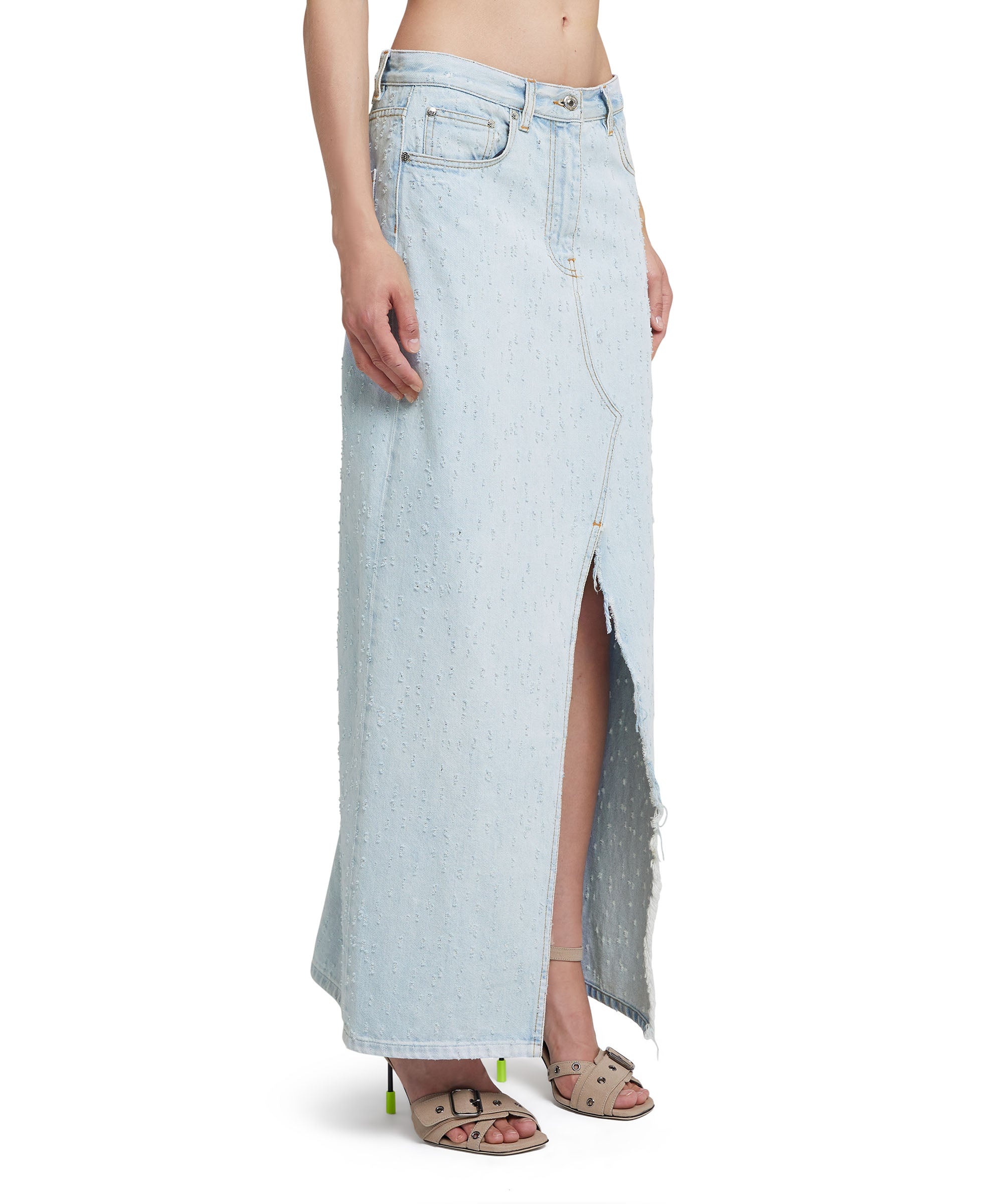 Light denim midi skirt - 4