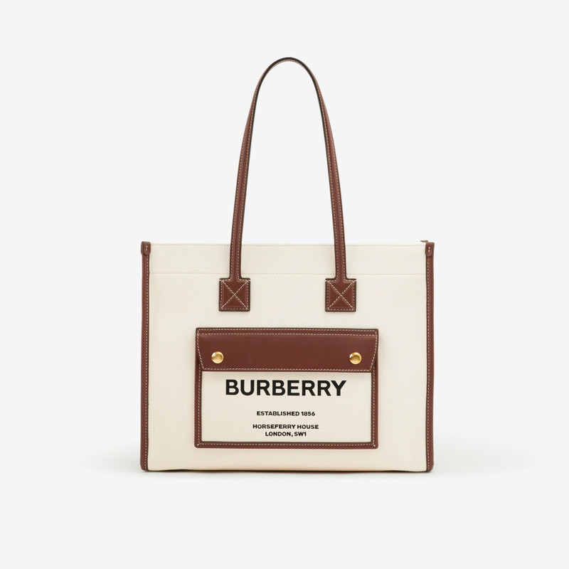 Small Two-tone Canvas and Leather Freya Tote 1