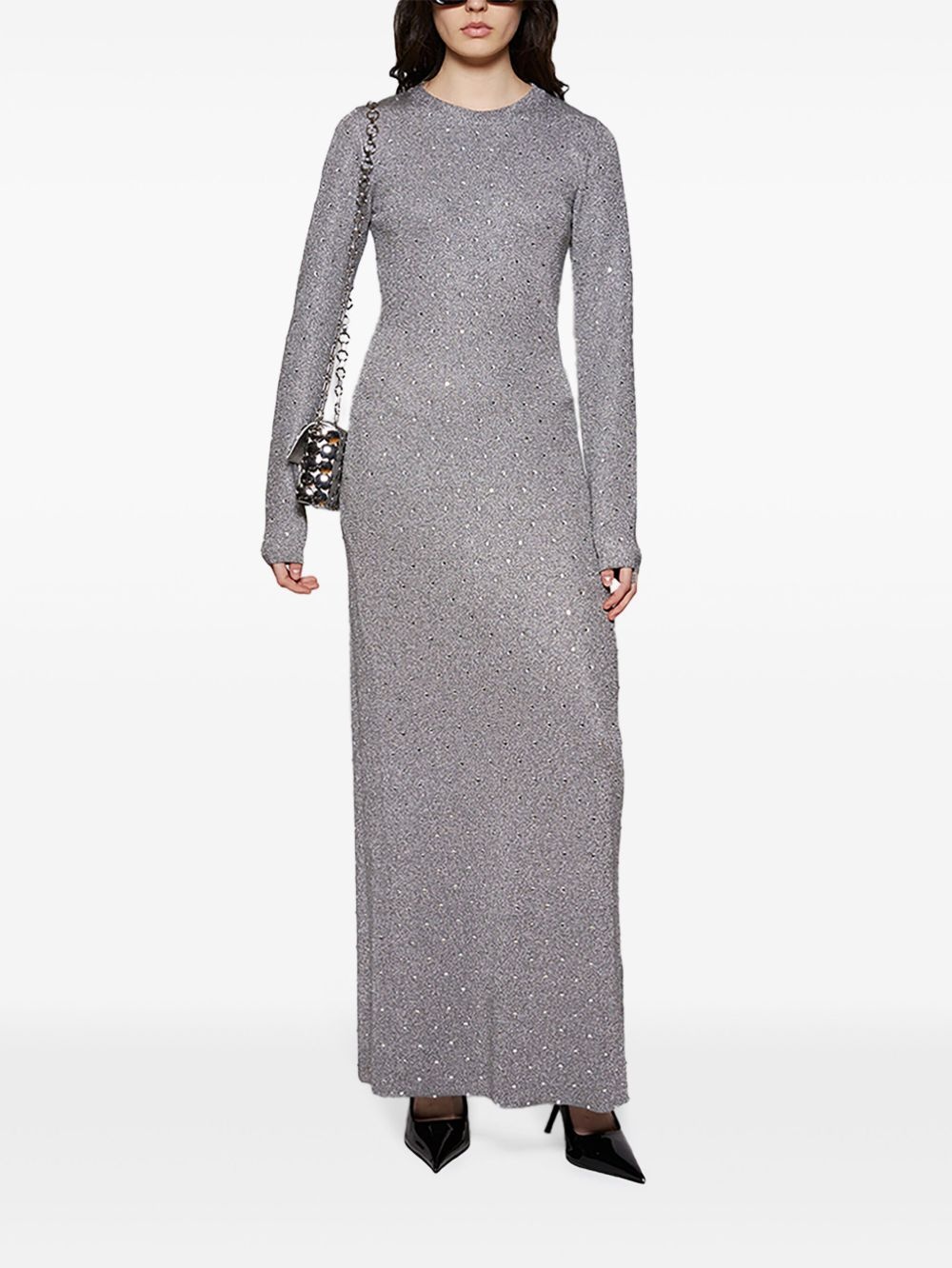 rhinestone-embellished open-back maxi dress - 2