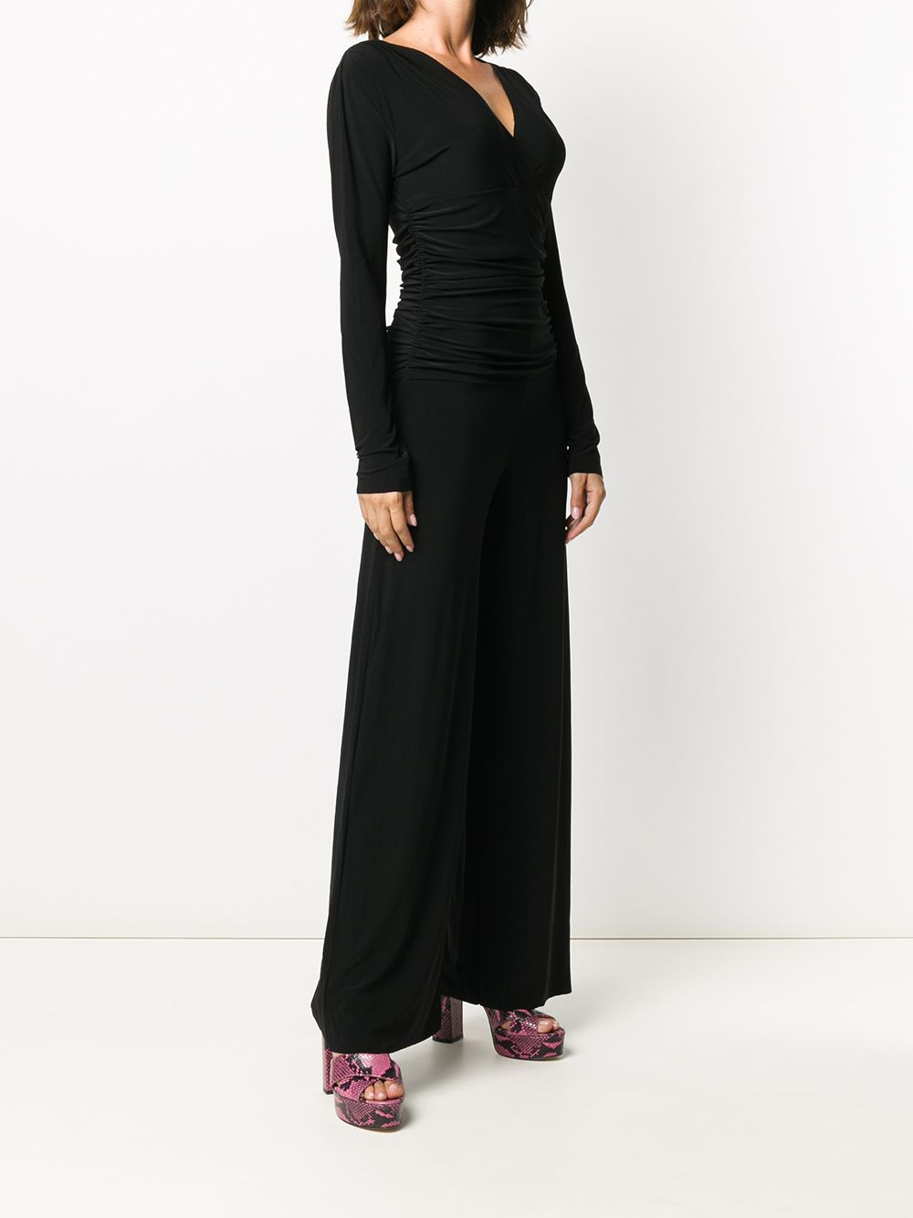 gathered wrap-front jumpsuit - 3