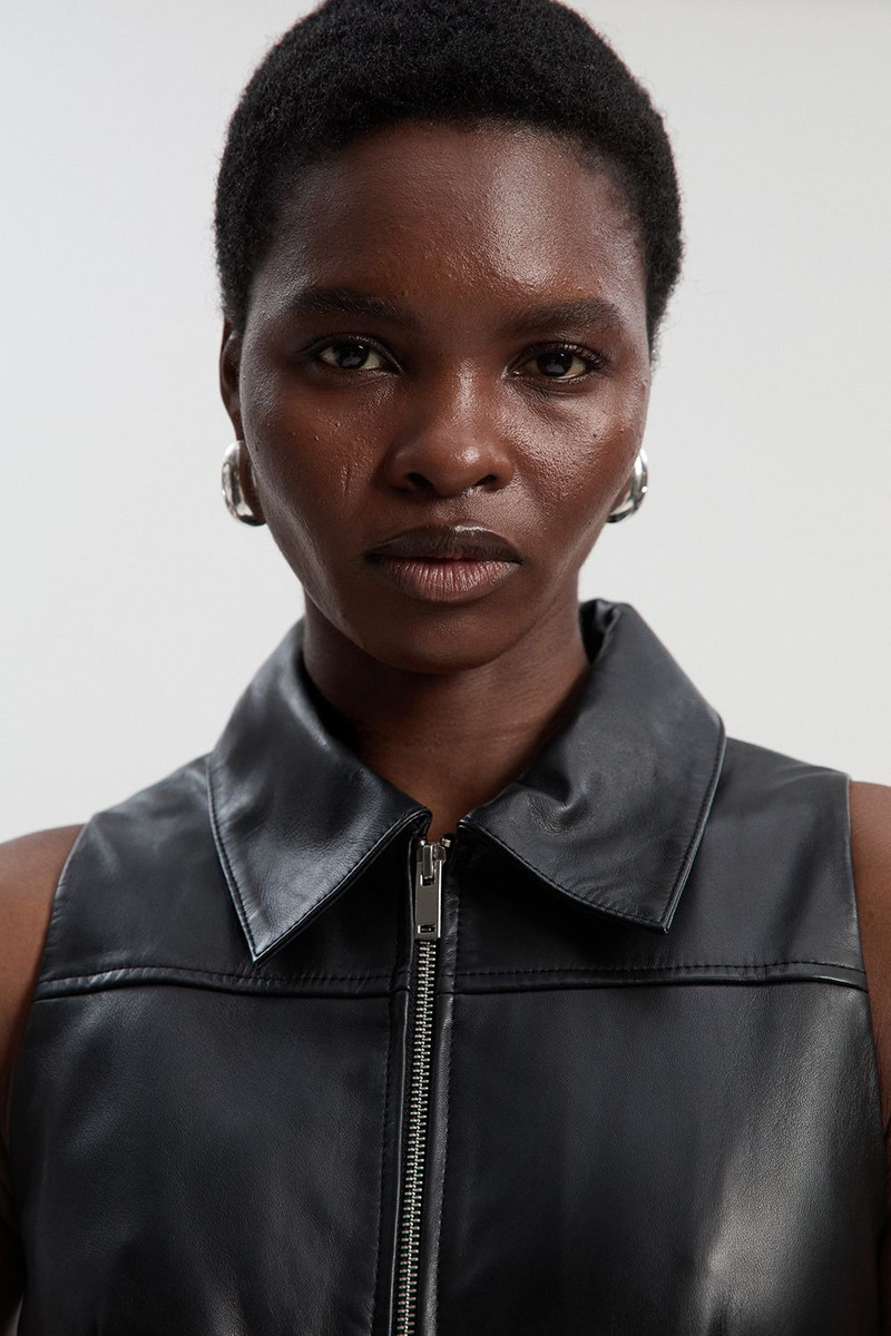 KAREN MILLEN Leather Zip Through Full Midi Dress outlook