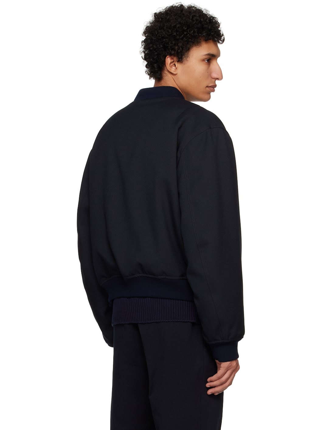 Navy Padded Bomber Jacket - 3