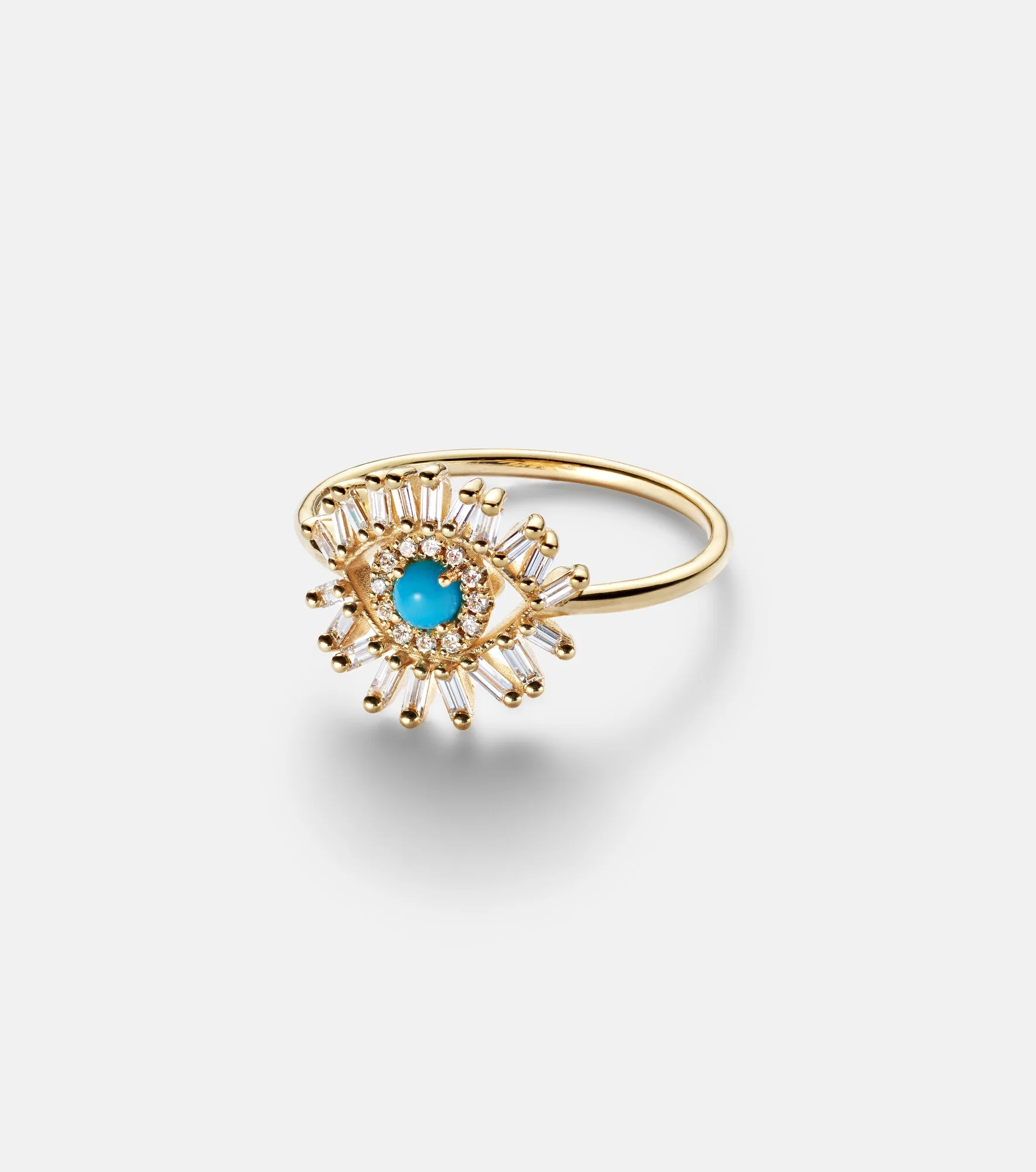 Evil Eye Mini 18kt gold ring with turquoise and diamonds - 1