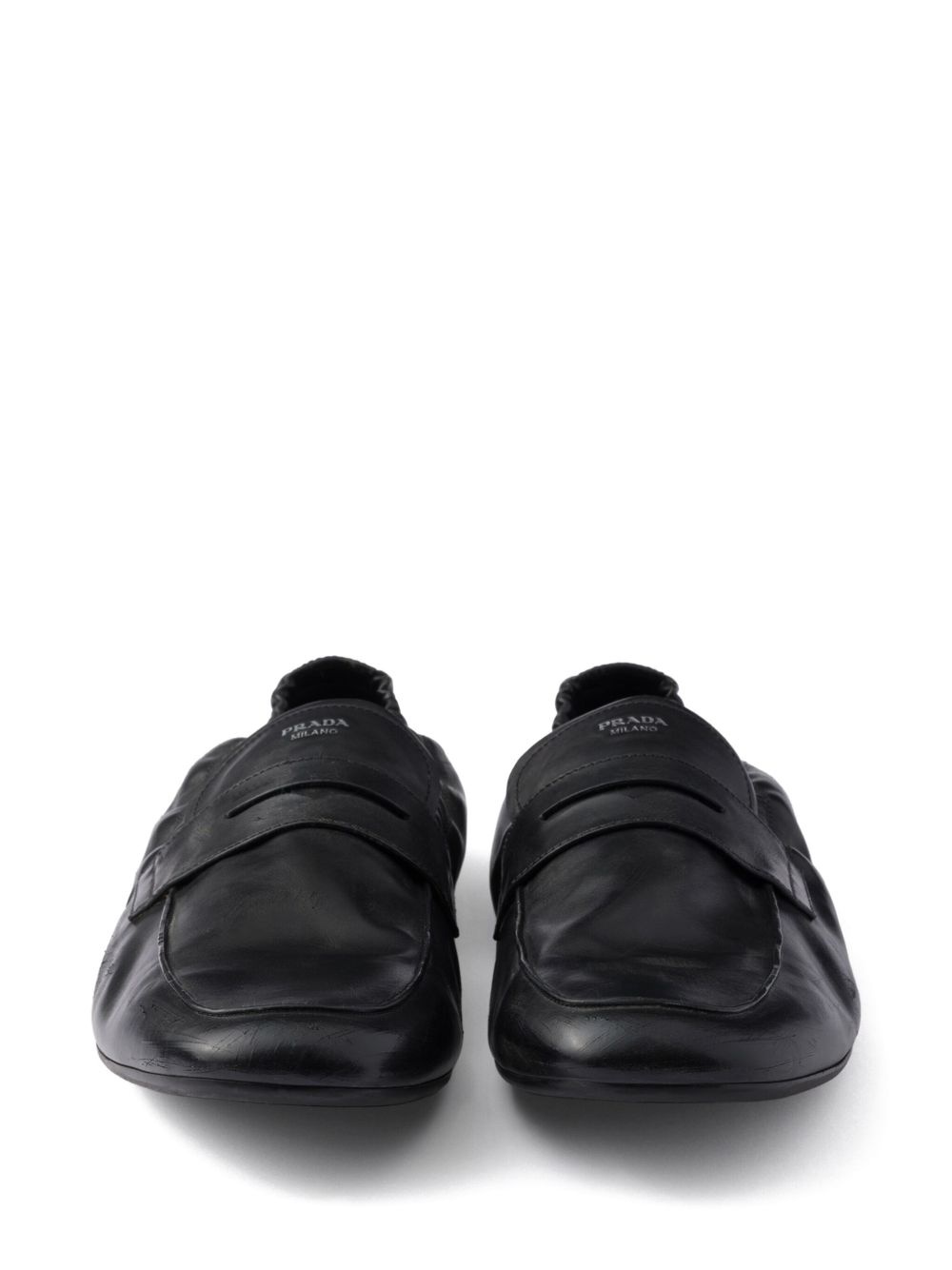 Shuffle antiqued leather loafers - 4