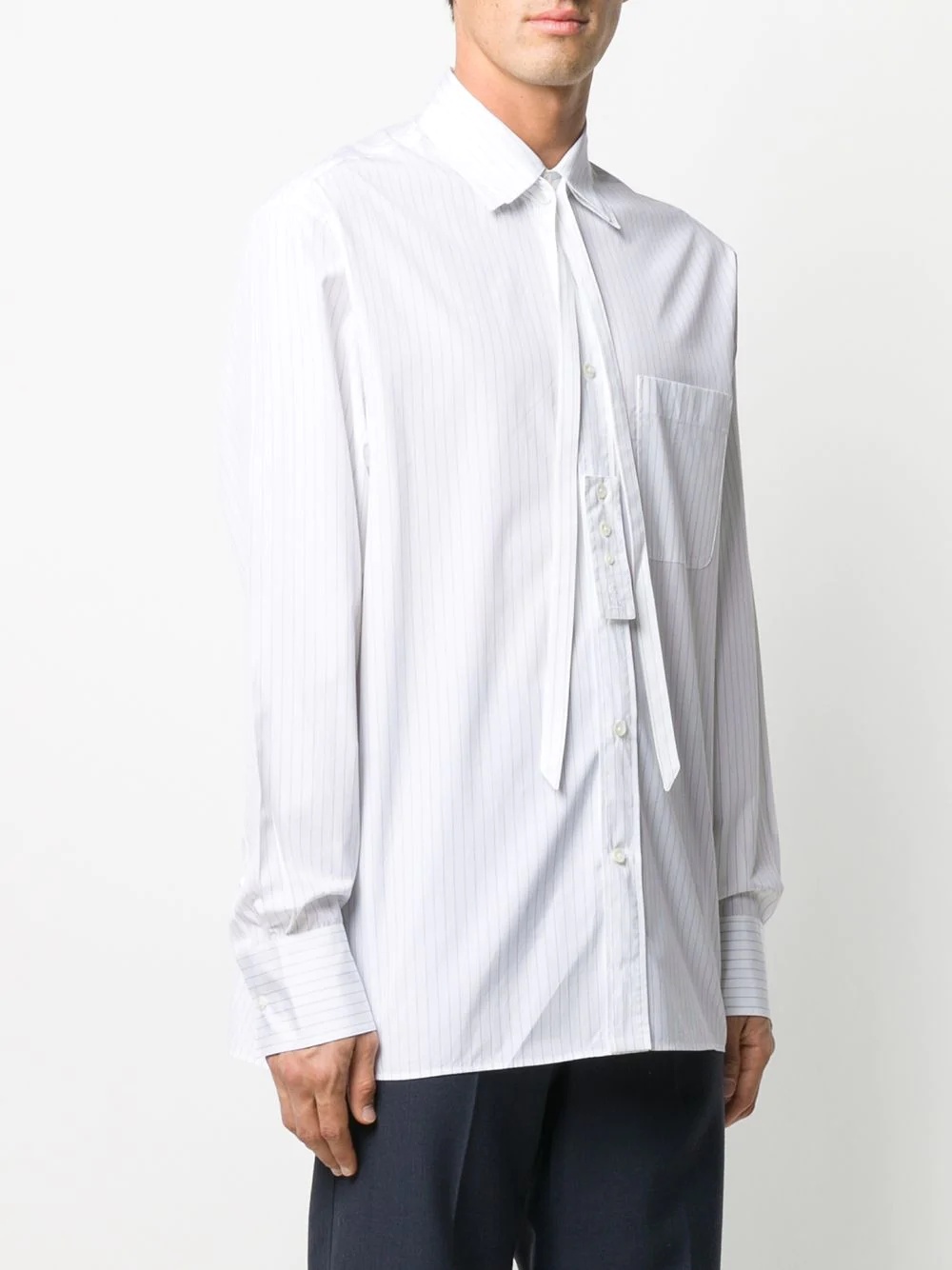 pinstripe tie fastening shirt - 3