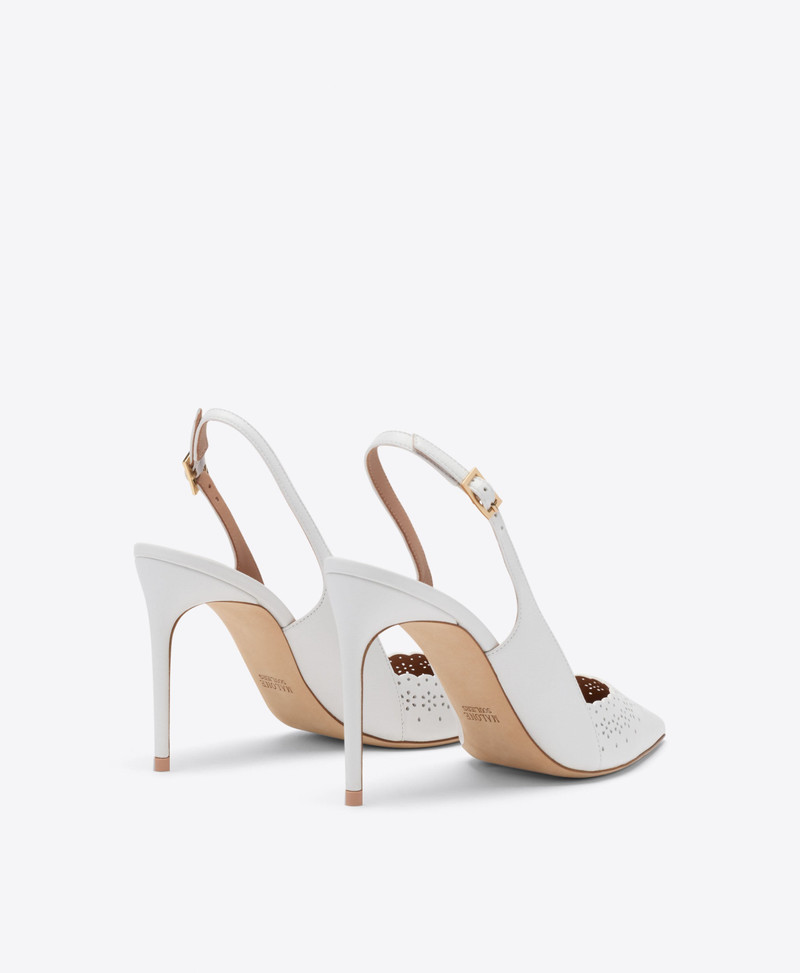 Sunny 90 White Broderie Leather Heeled Slingbacks 3