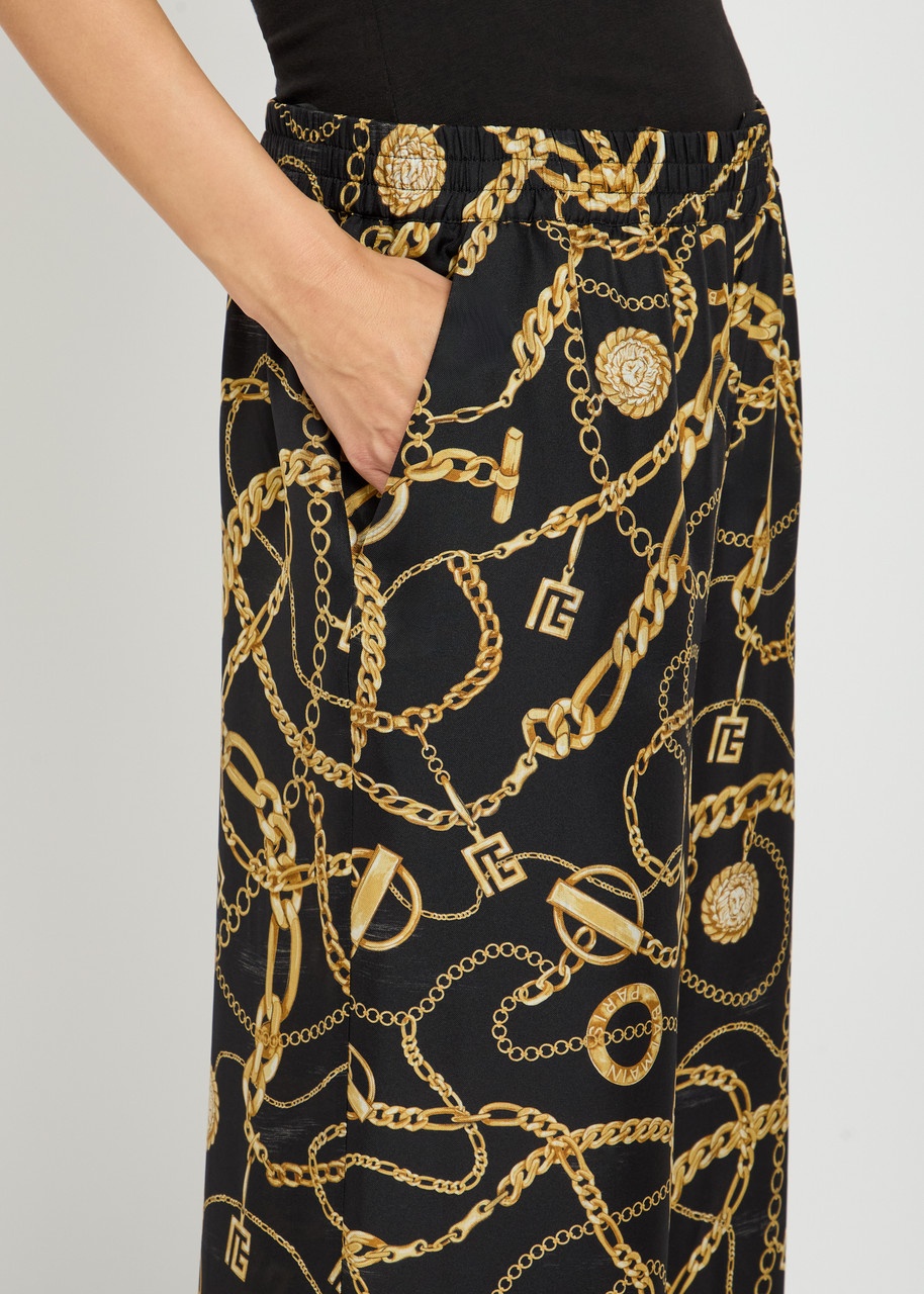 Balmain Printed Silk Trousers - 5