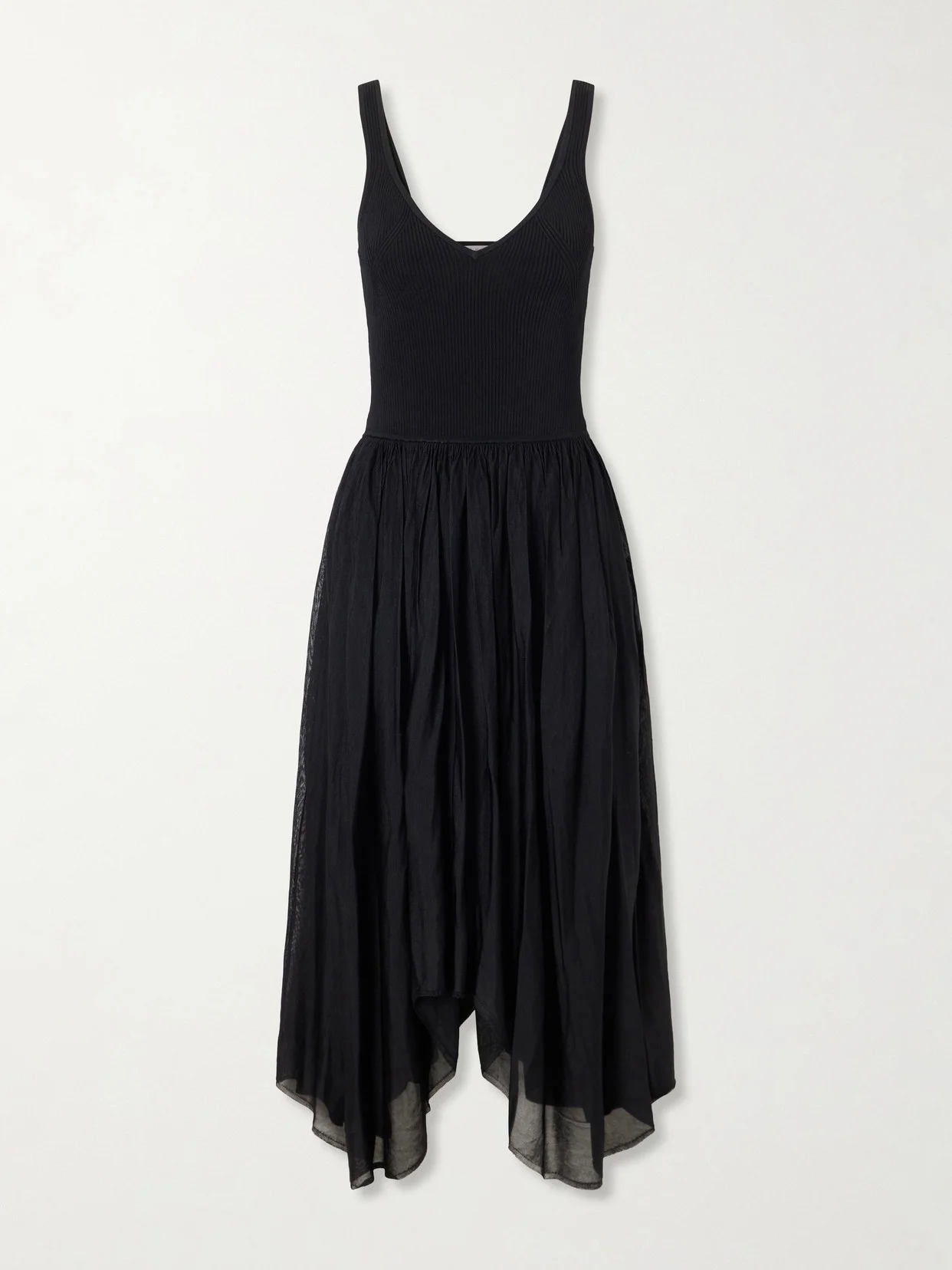 Wave Ribbed-corset Knitted Midi Dress - 1