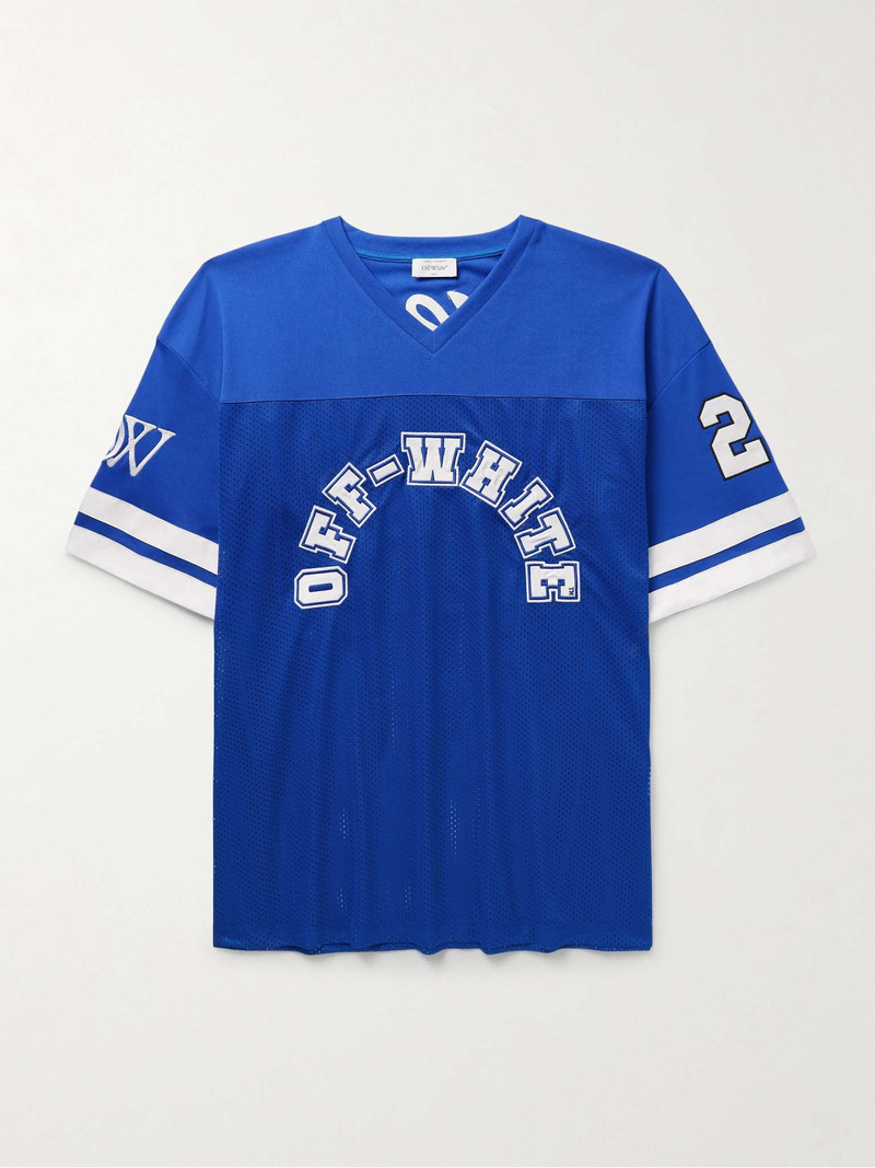 Logo-Appliquéd Embroidered Mesh and Jersey T-Shirt - 1