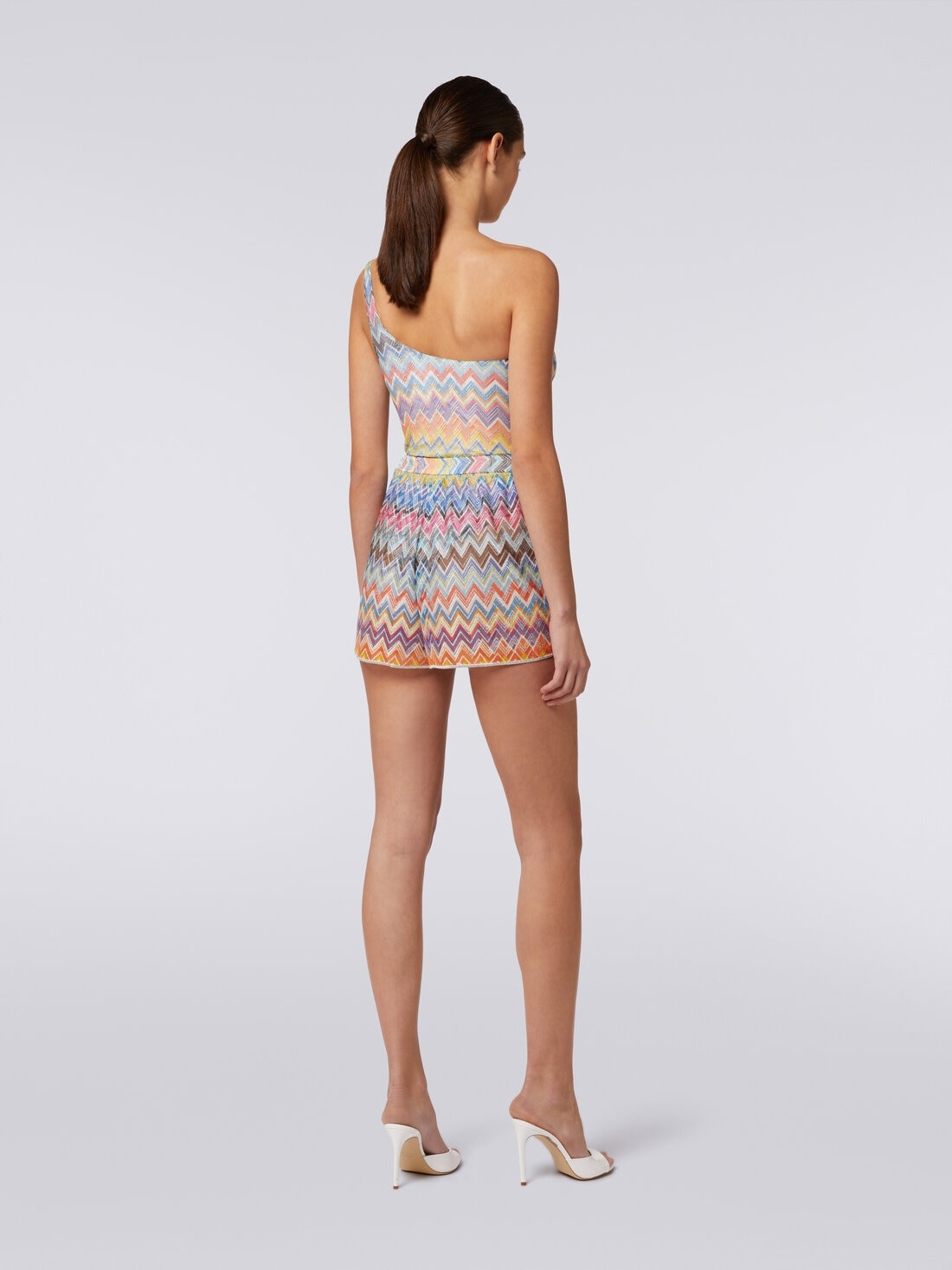 Cover-up shorts with zigzag print and lurex - 4