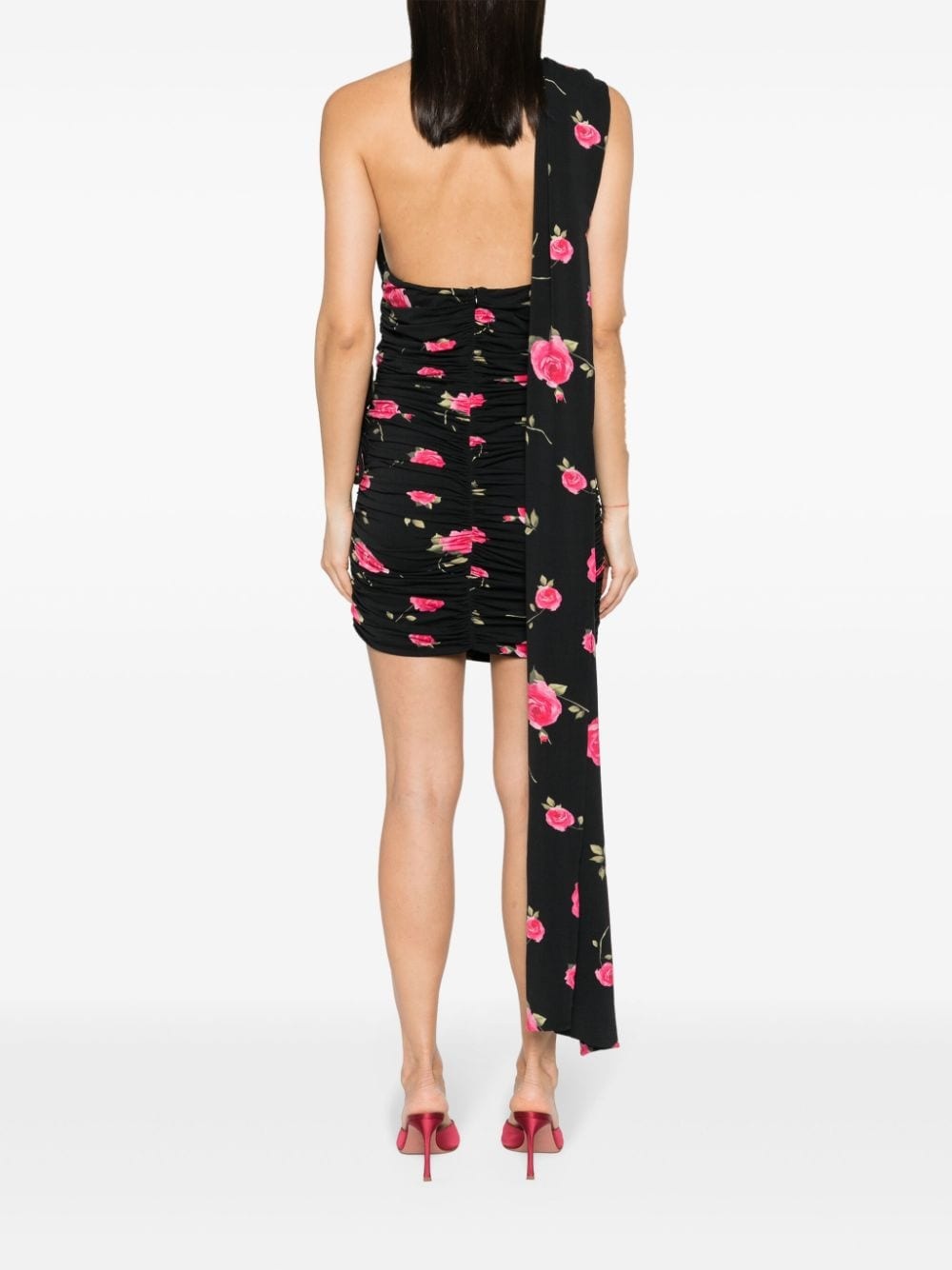 rose-print ruched minidress - 4