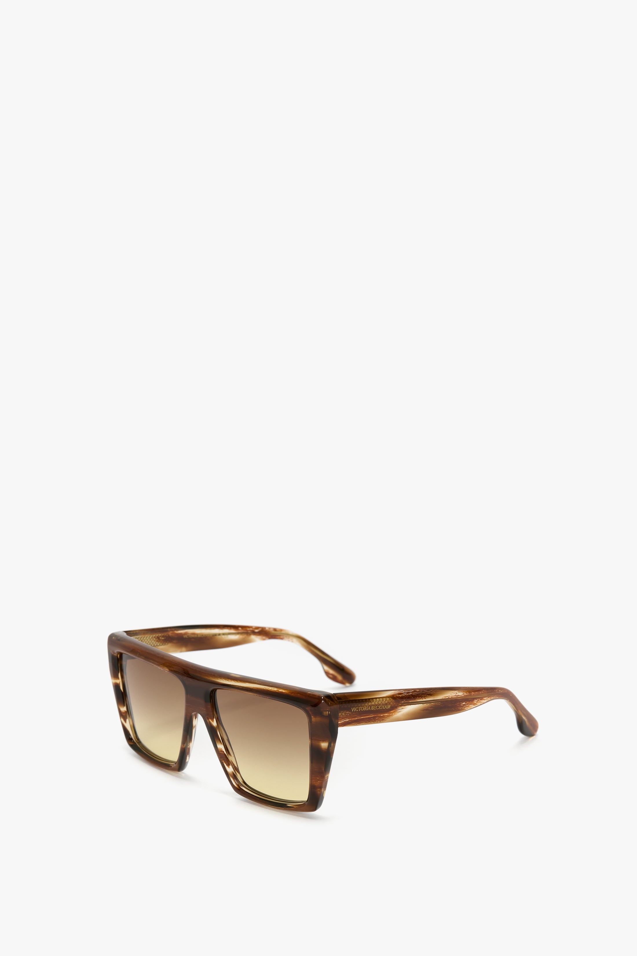 Oversized Acetate Frame Sunglasses In Light Brown Horn - 3