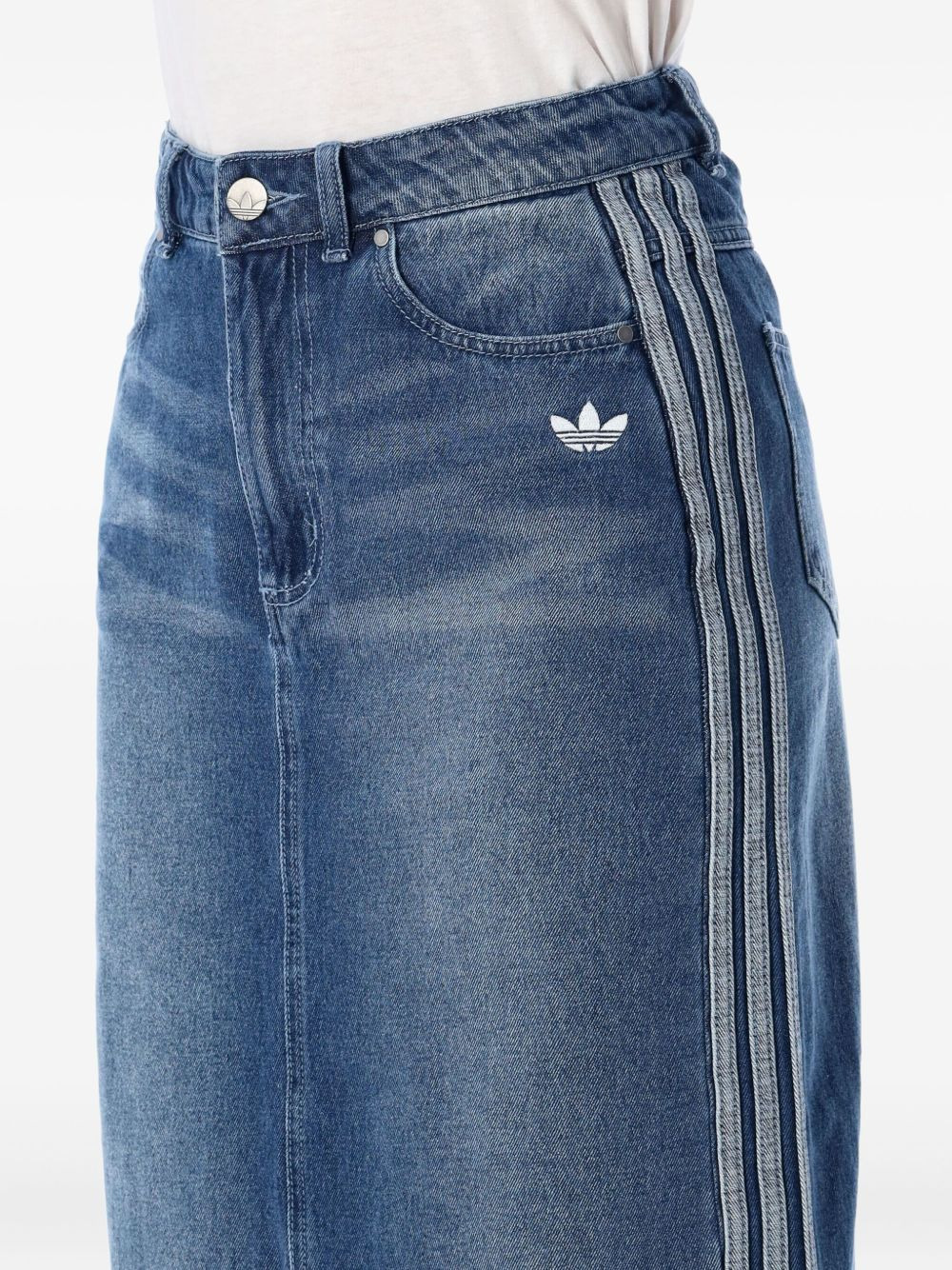 denim stripe detail skirt - 3
