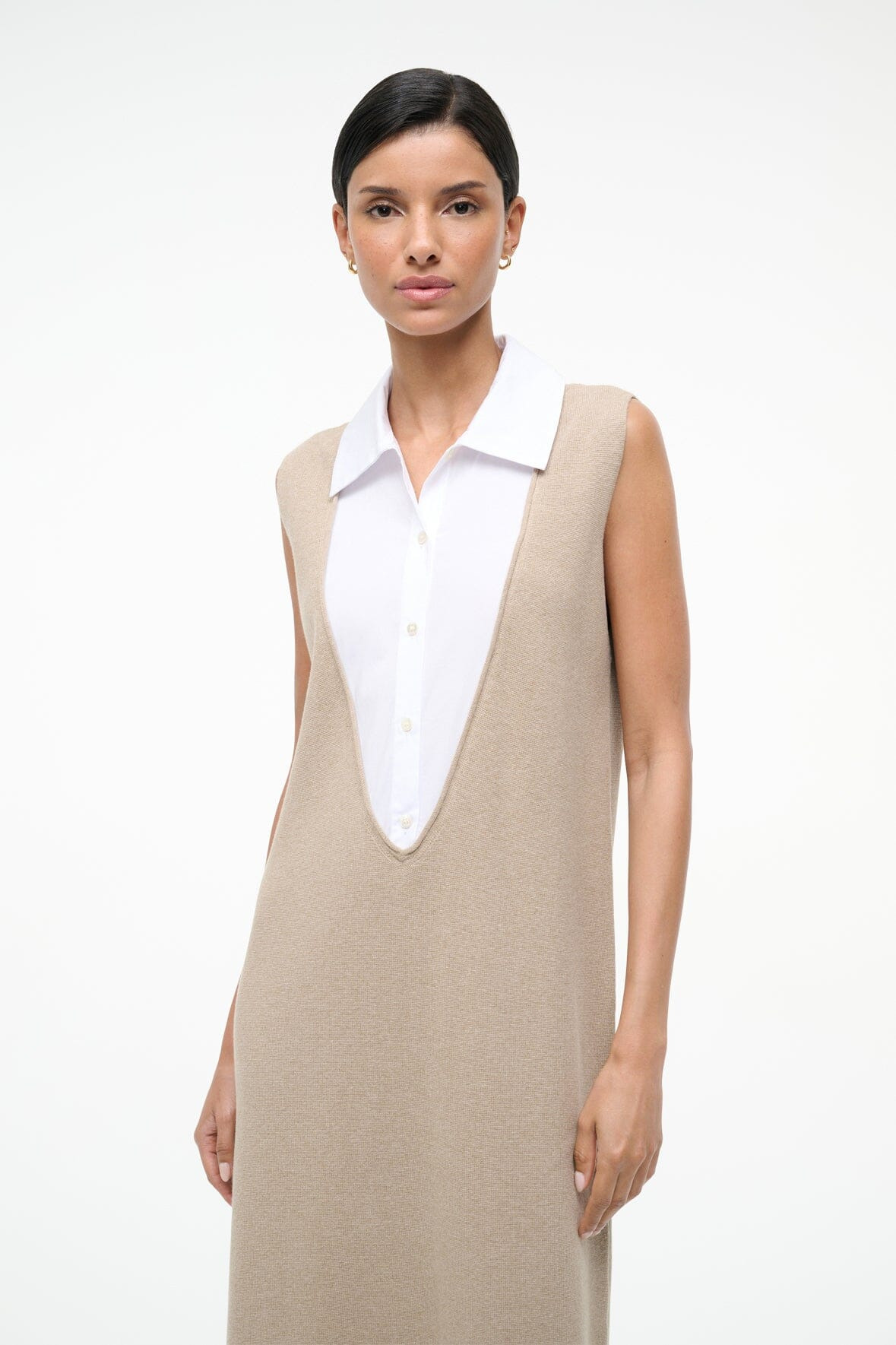 STAUD LESLIE DRESS SAND/WHITE - 4