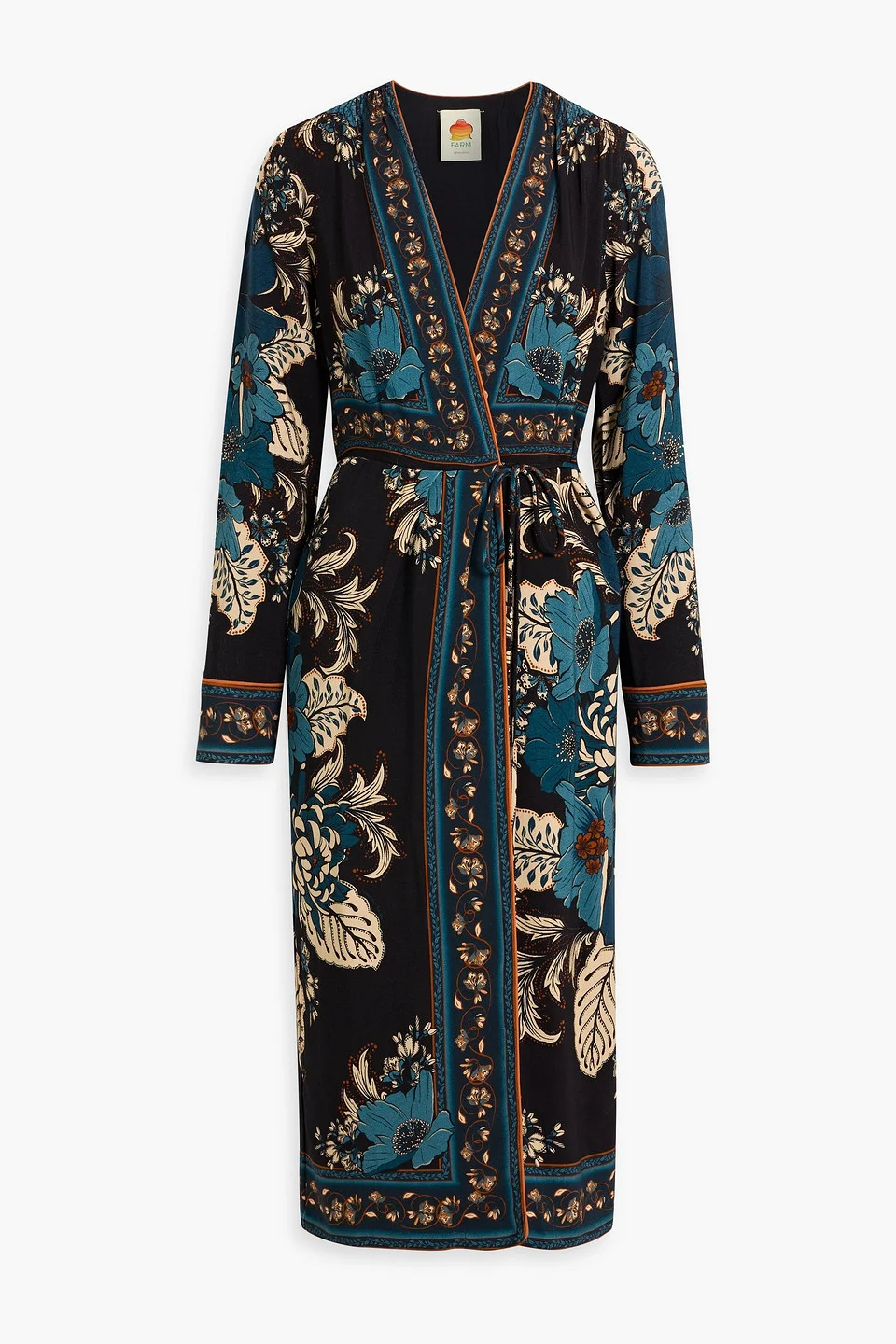 Floral-print crepe midi wrap dress - 1