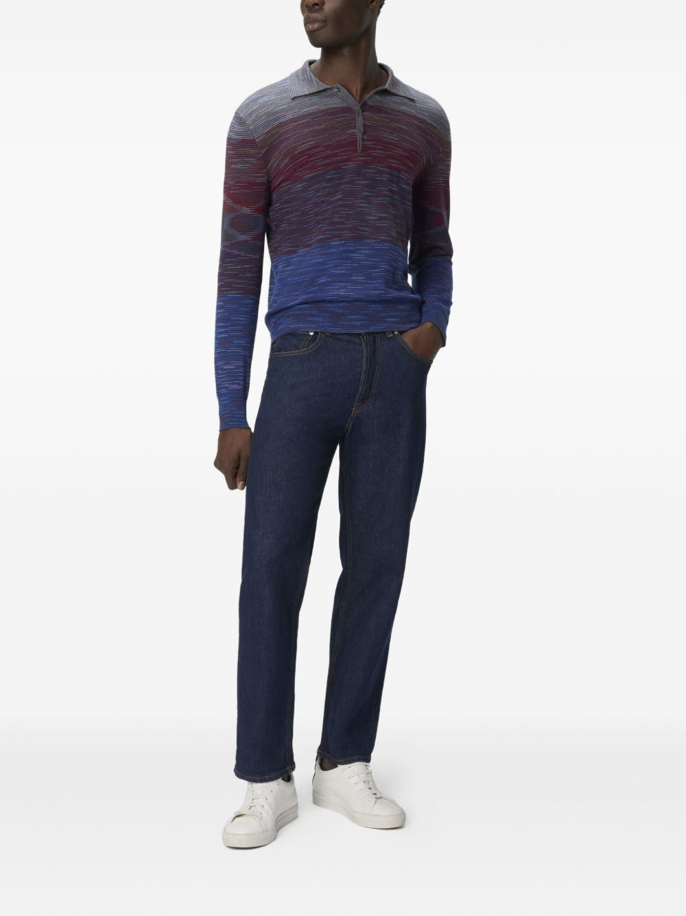 ombre-effect striped-pattern polo shirt - 2