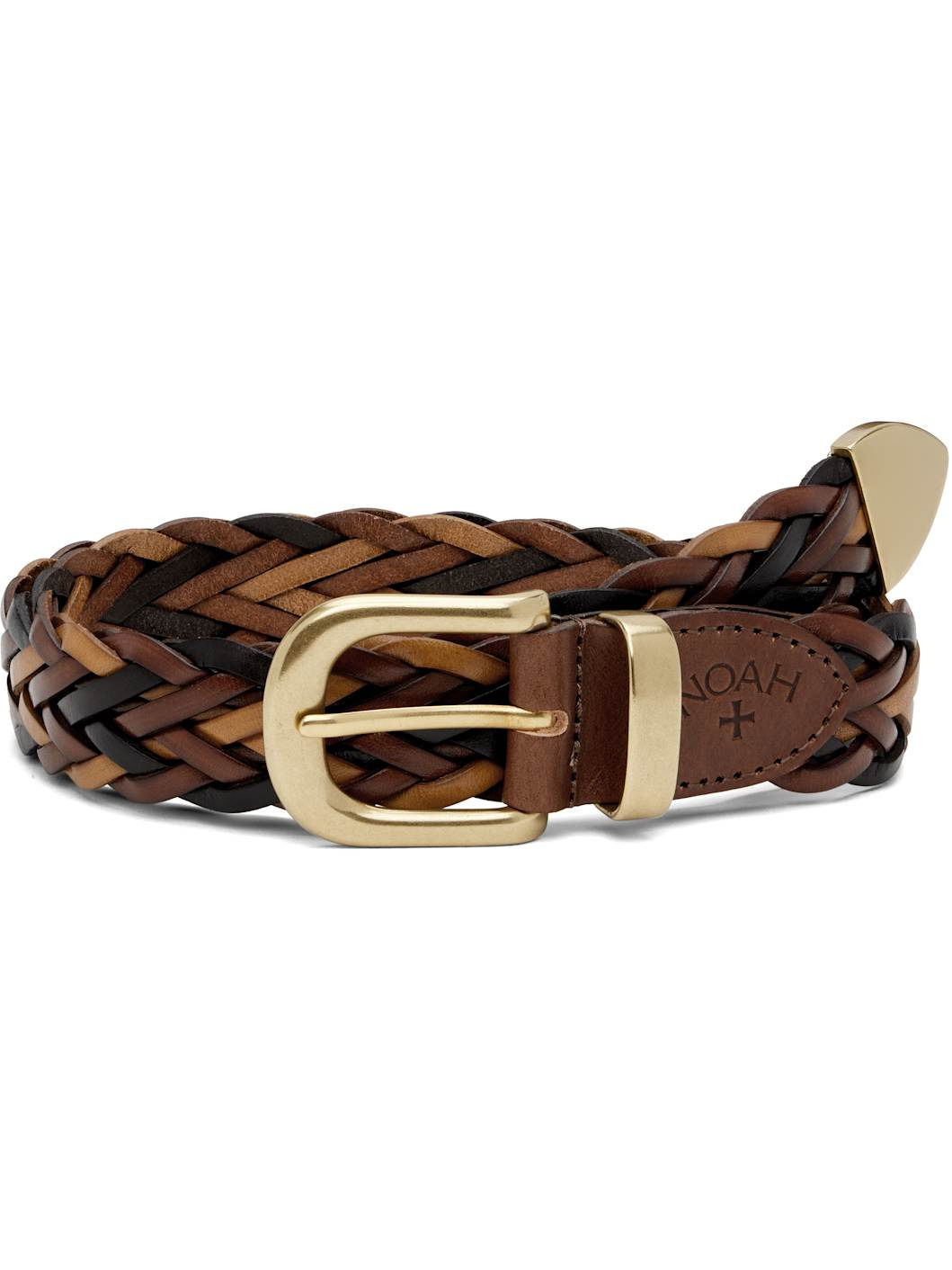 Brown Braided Leather Belt - 1