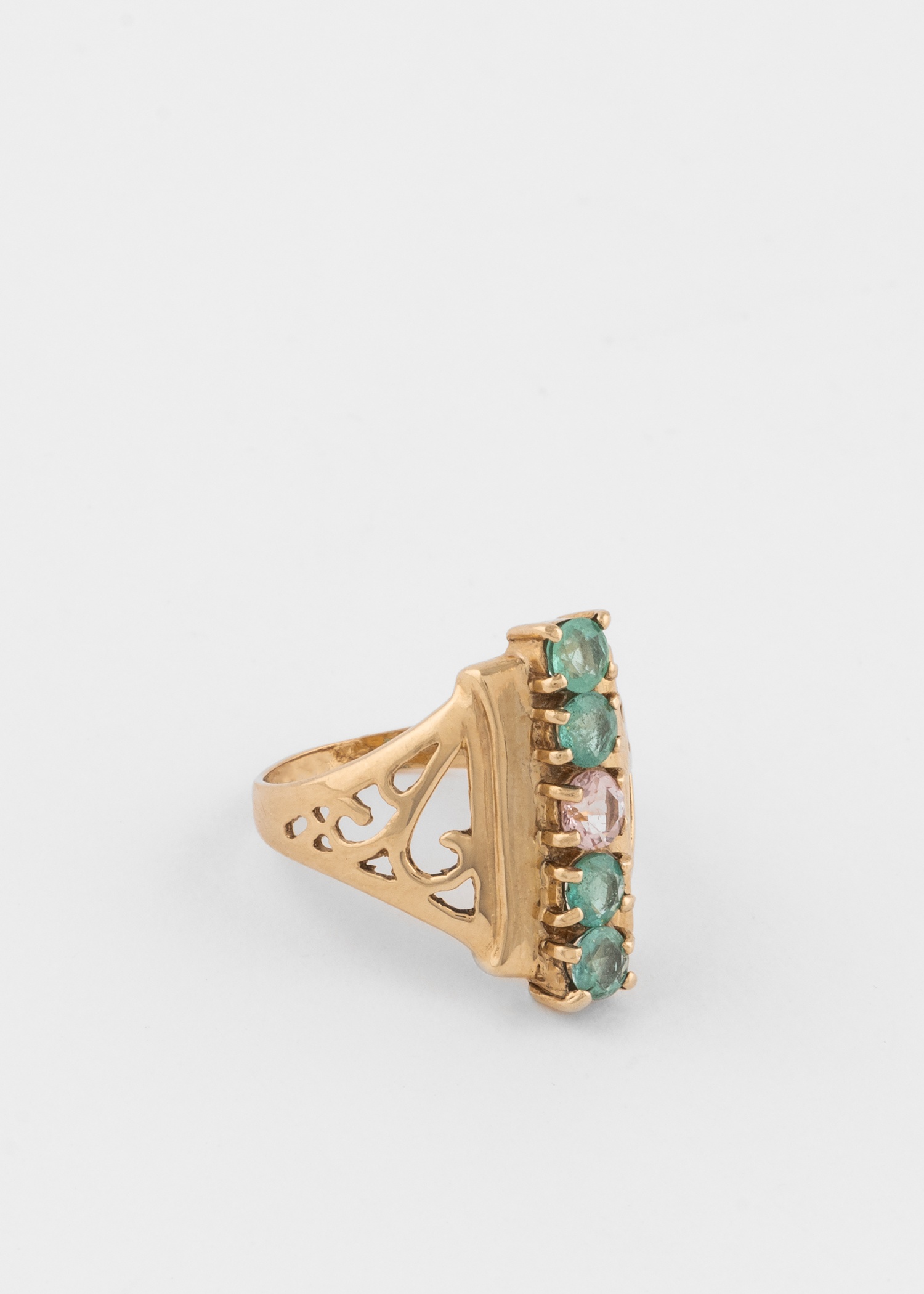 'Extravagant Emerald and Morganite' Gold Cocktail Ring by Barqoue Rocks - 2