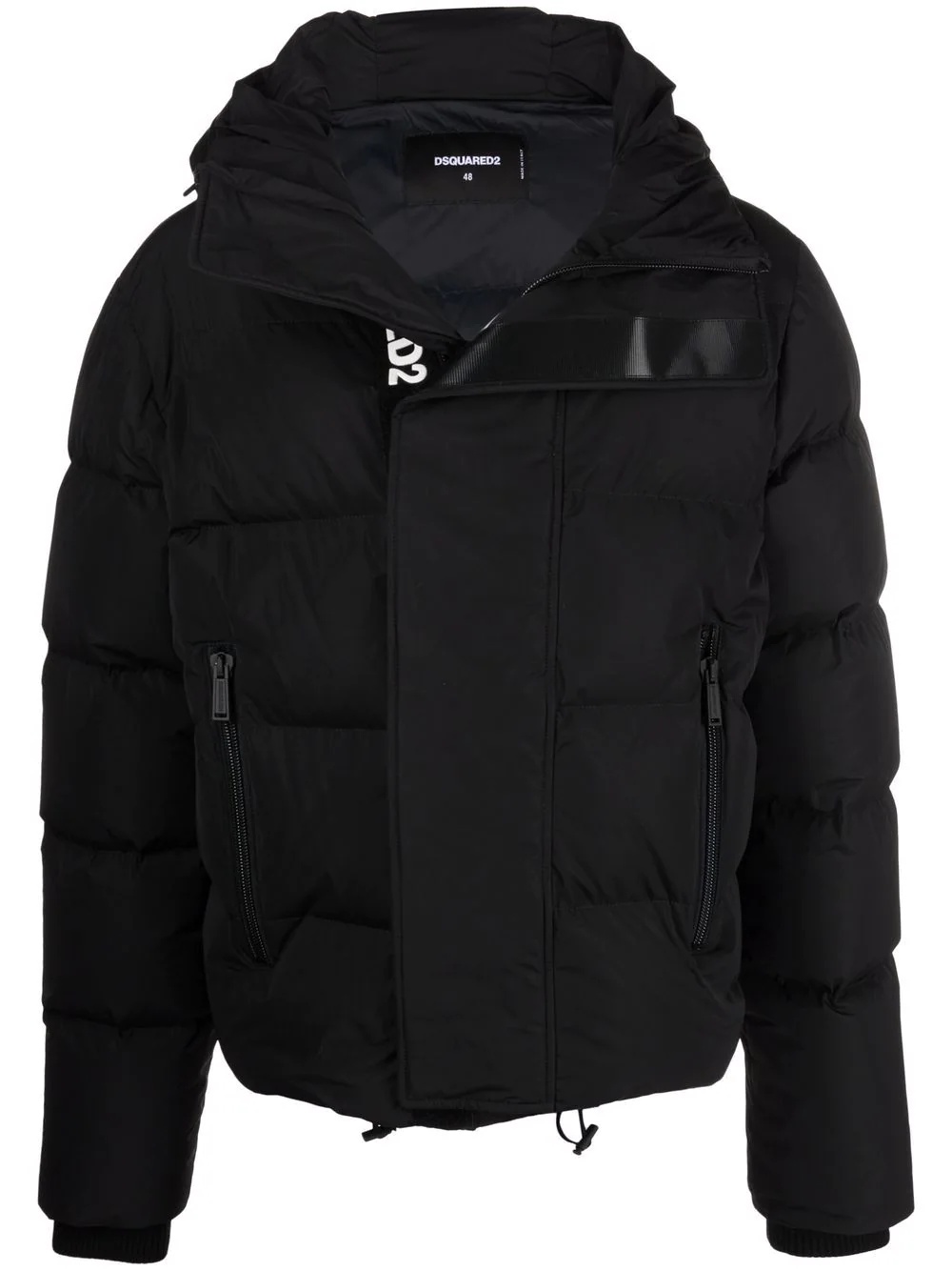 logo-print puffer coat - 1