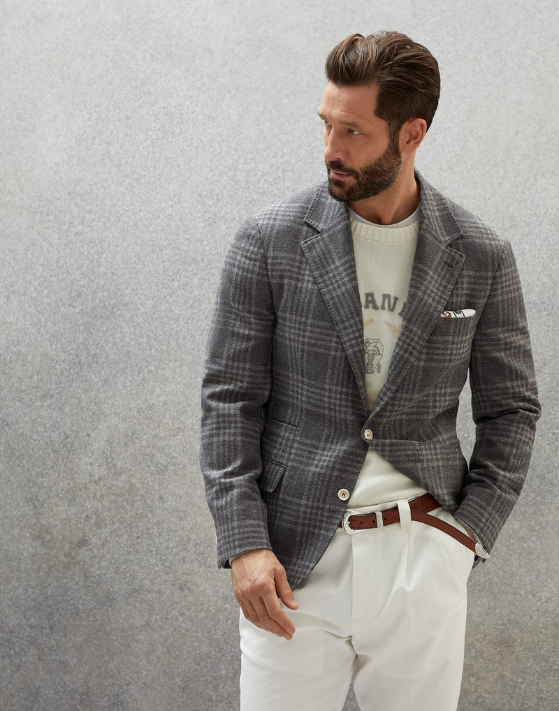 Frisé wool, silk and cashmere tartan deconstructed blazer 1