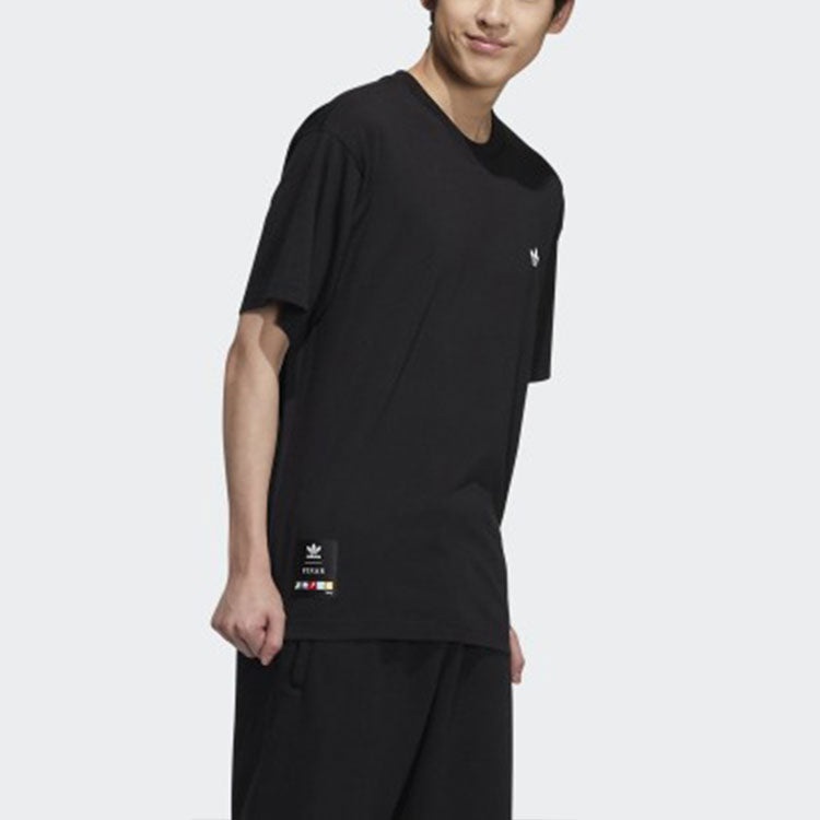 adidas originals Sports Leisure Back Print Round Collar Short Sleeve Men's Black HC6923 - 4