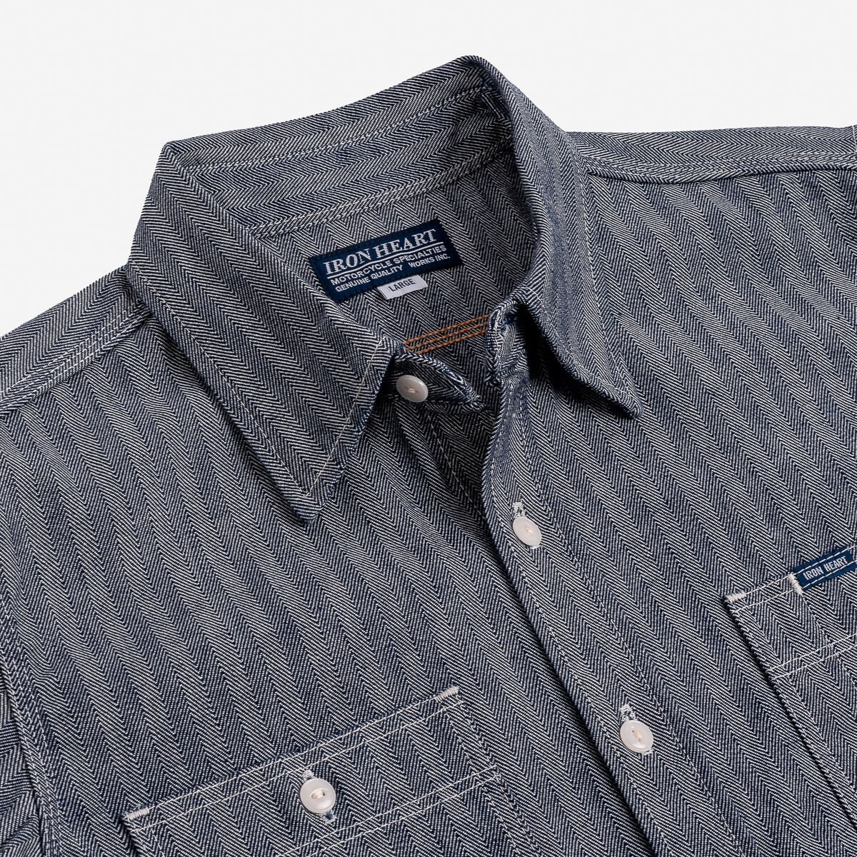 IHSH-308-IND 12oz Herringbone Work Shirt - Indigo - 6