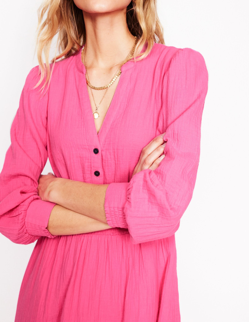 Elena Double Cloth Midi Dress-Sorbet Pink 4