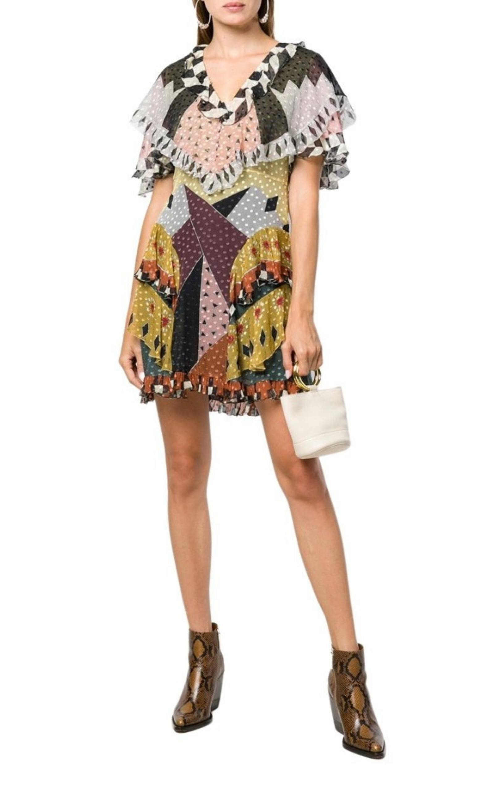 Geometric Print Silk Dress - 2