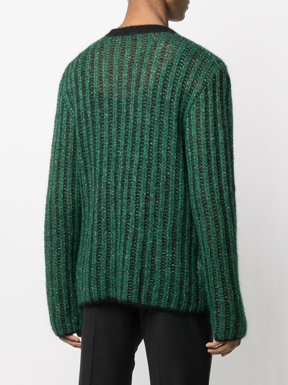 metallic ribbed-knit cardigan - 4