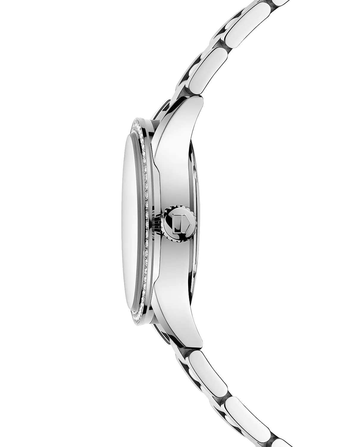 Carrera Stainless Steel and White Mother of Pearl Dial Watch with Diamond Bezel Case, 32mm - 3