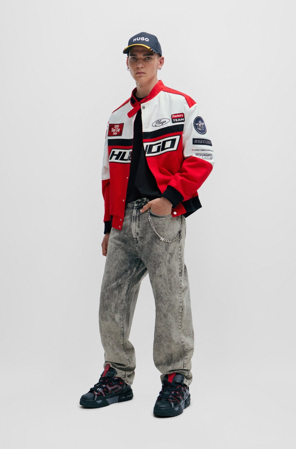 LOOSE-FIT JEANS IN BLEACH-WASH BLACK RIGID DENIM - 3