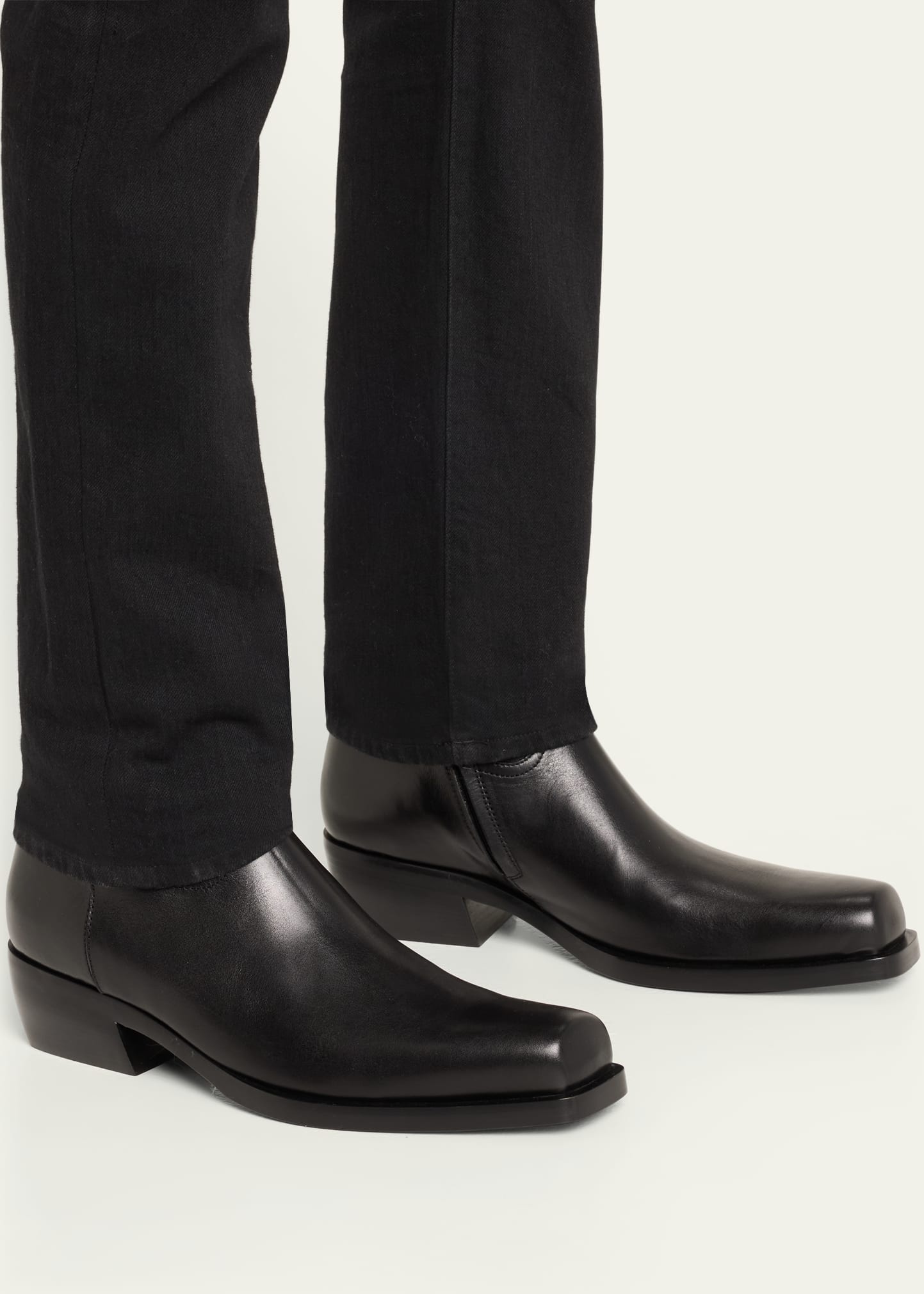 Men's Square-Toe Leather Ankle Boots - 2