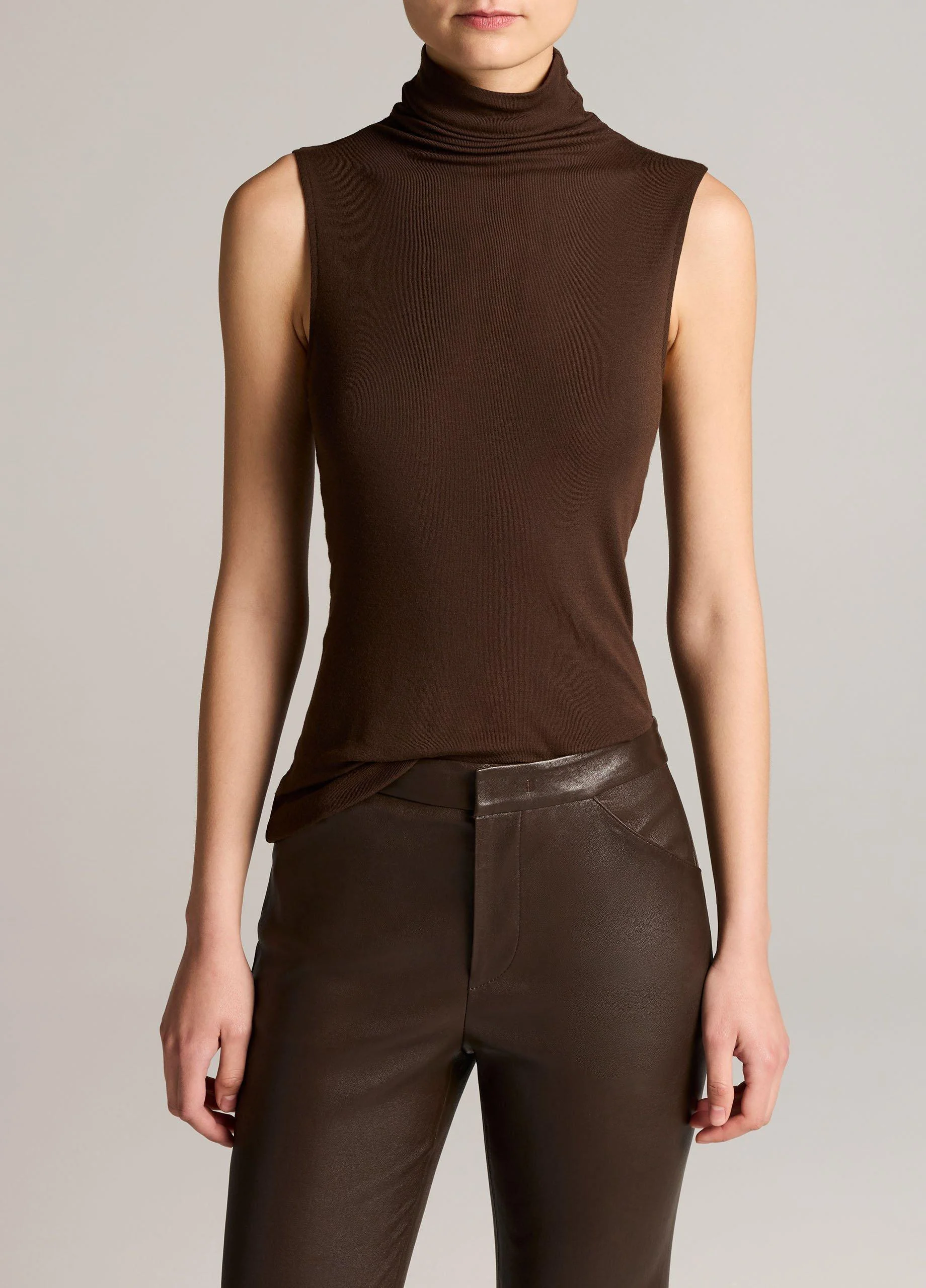 Jersey Sleeveless Turtleneck - 1