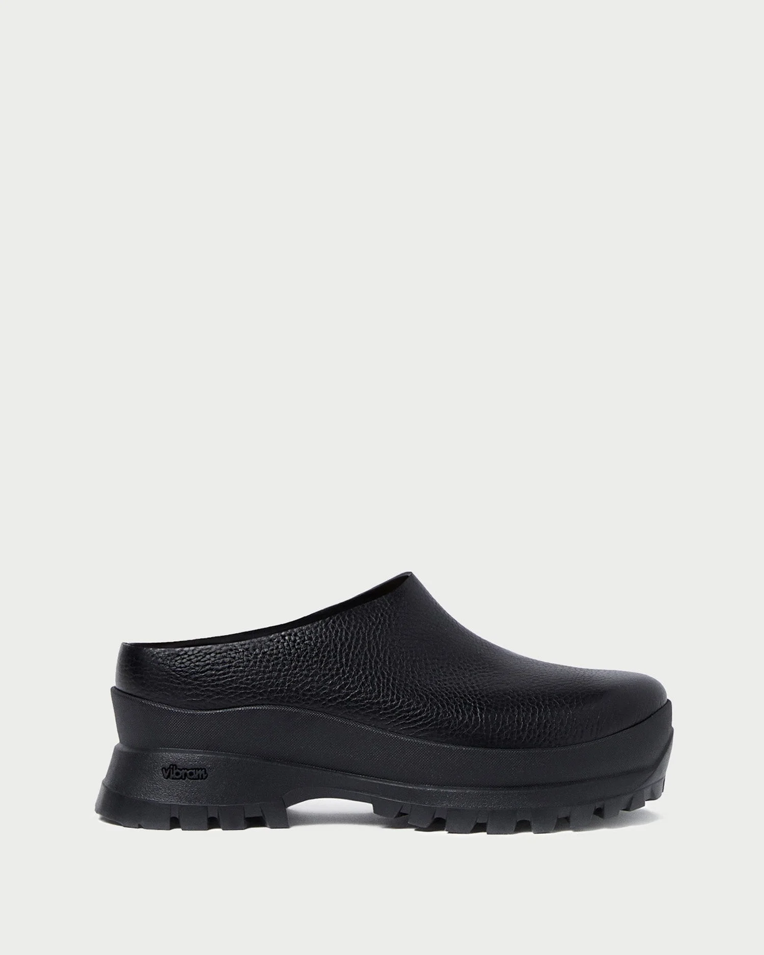 Gemma Black Leather Lug Mule - 1