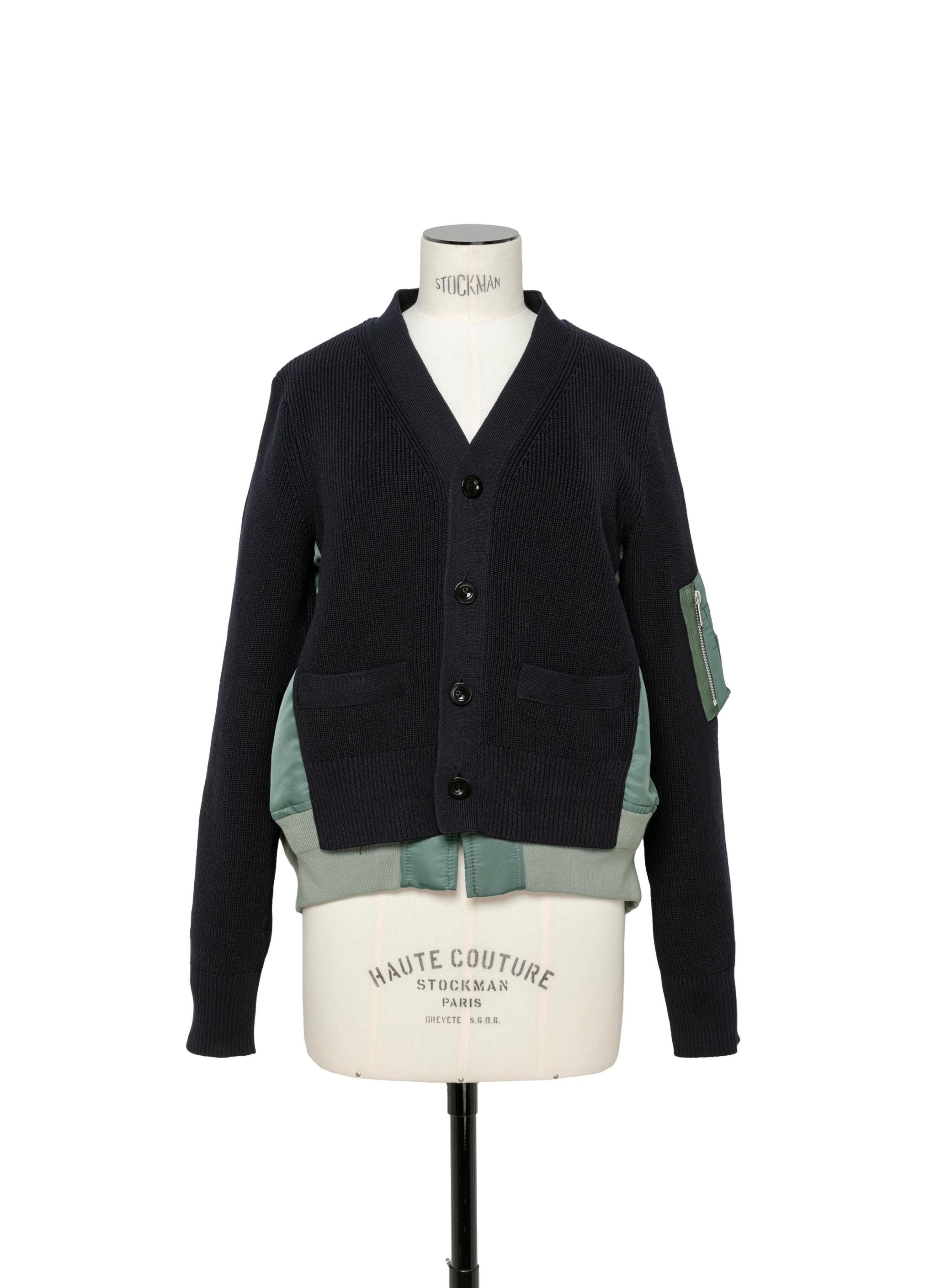 Nylon Twill x Knit Cardigan - 1