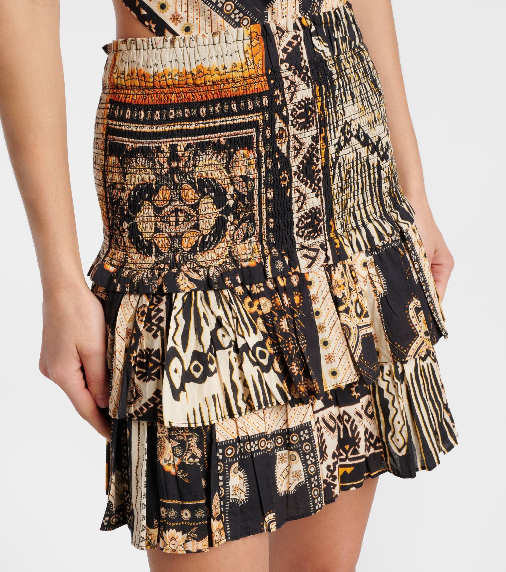 Naomi shirred printed cotton miniskirt - 4