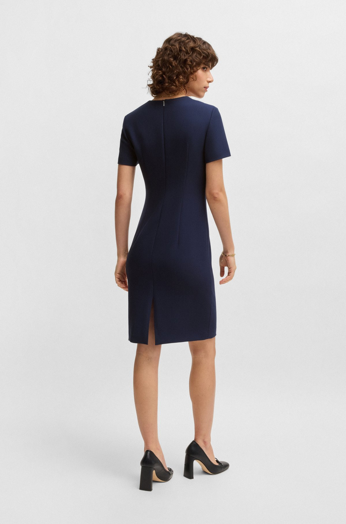 SQUARE-NECK SLIM-FIT DRESS IN STRETCH MATERIAL - 4