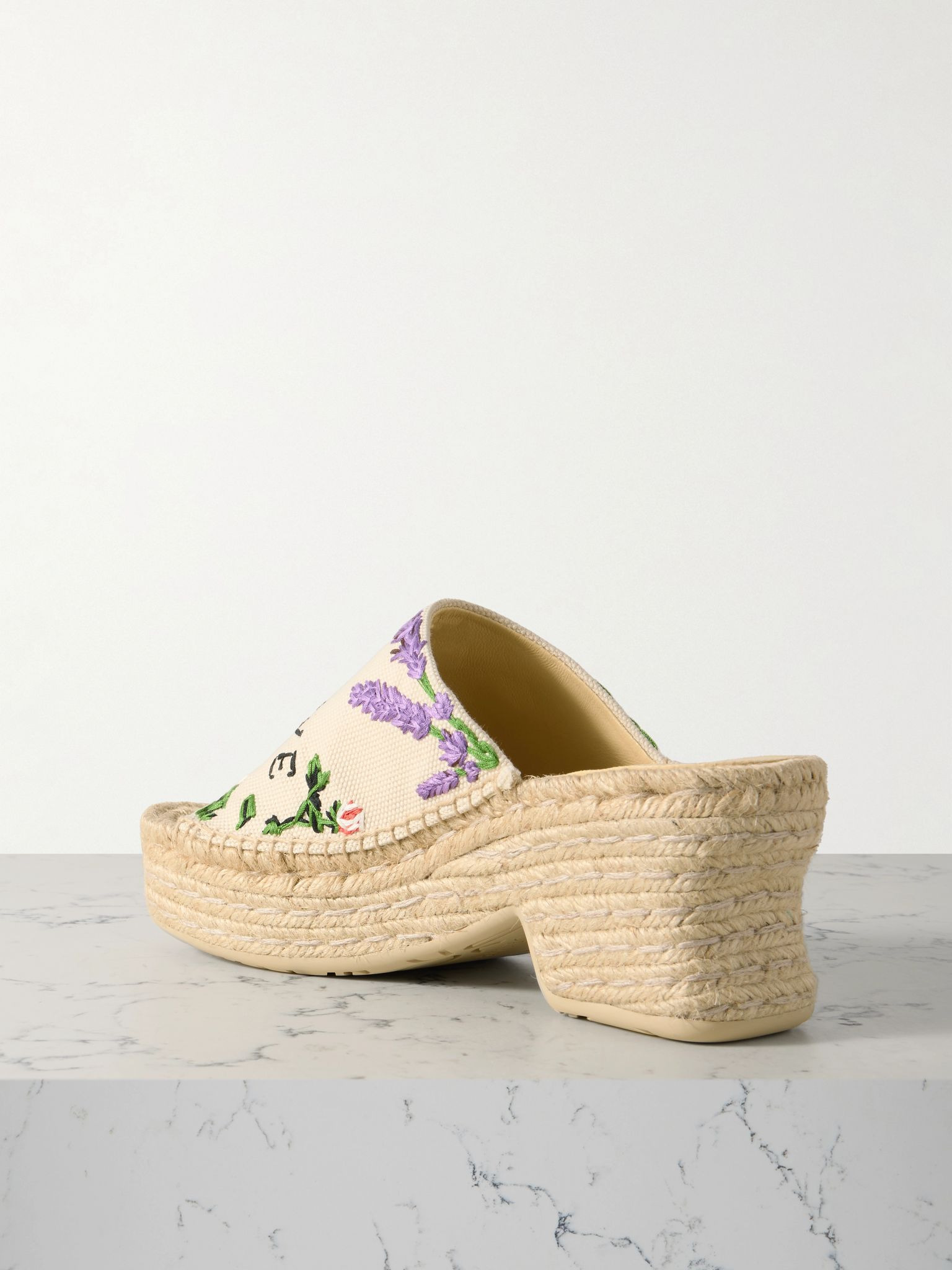 + Paula's Ibiza Petal embroidered canvas platform espadrille mules Cream - 3