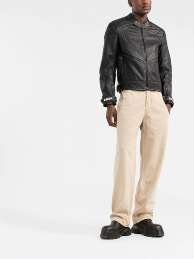 Diesel ribbed-panel biker jacket outlook