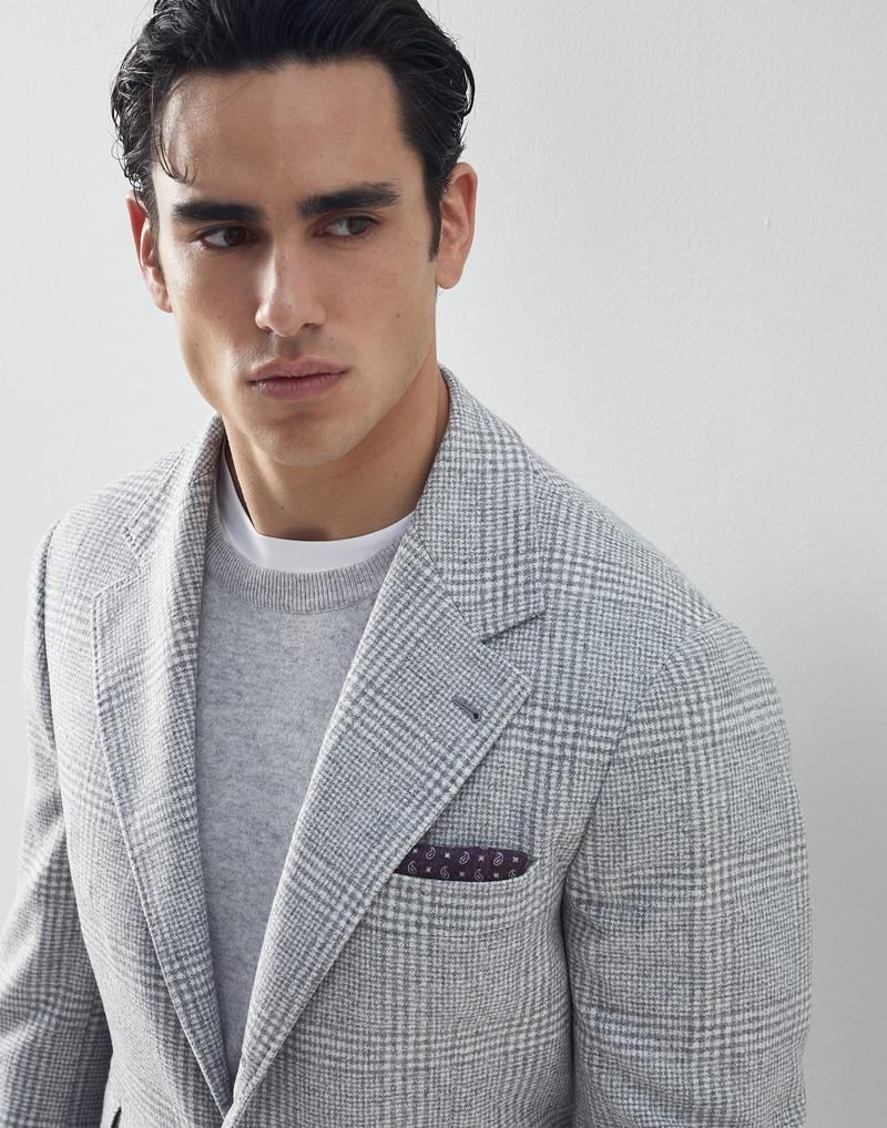 Frisé wool, silk and cashmere Prince of Wales deconstructed Cavallo blazer 3